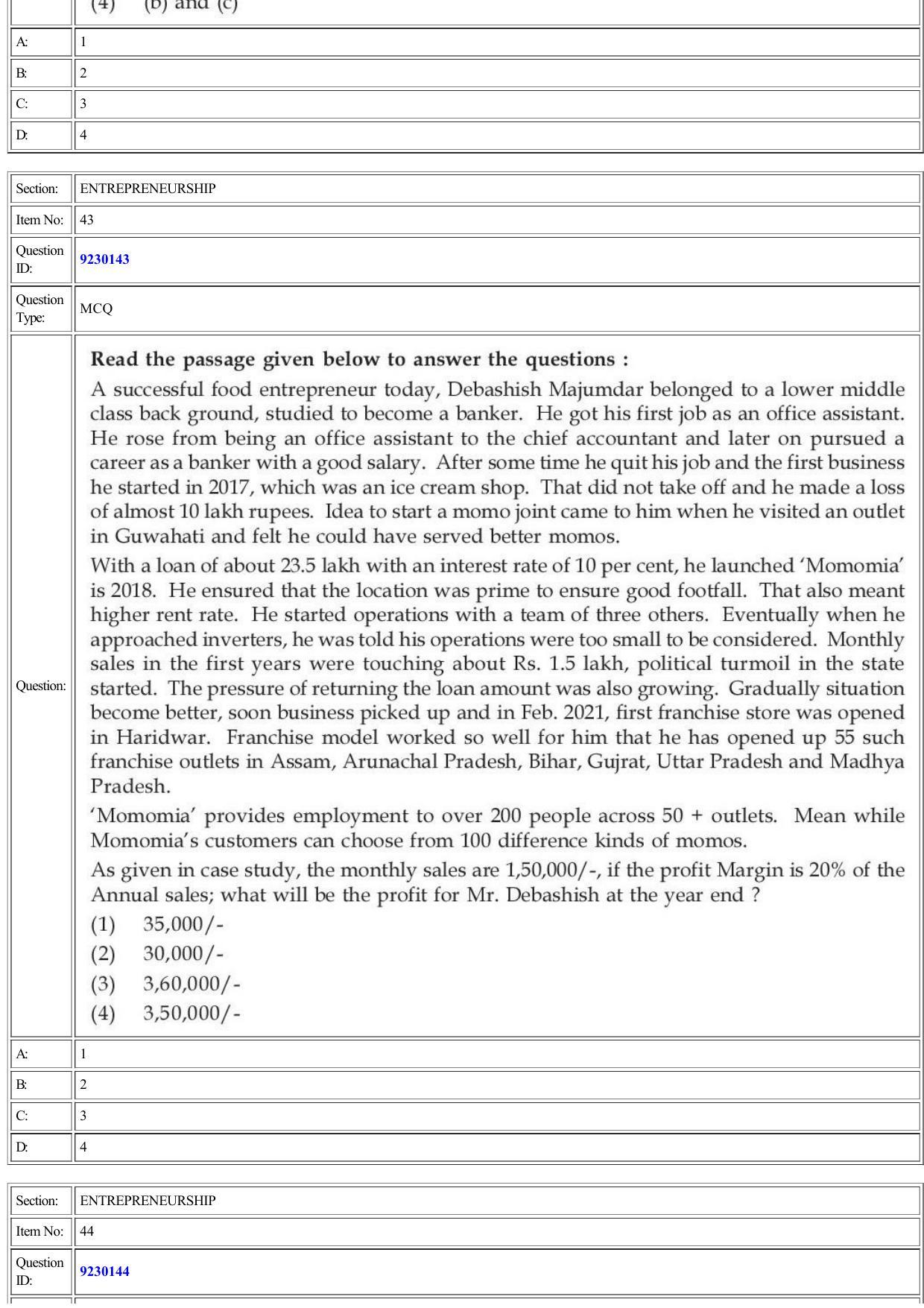 CUET 2022 Question Paper of Entrepreneurship - Page 20