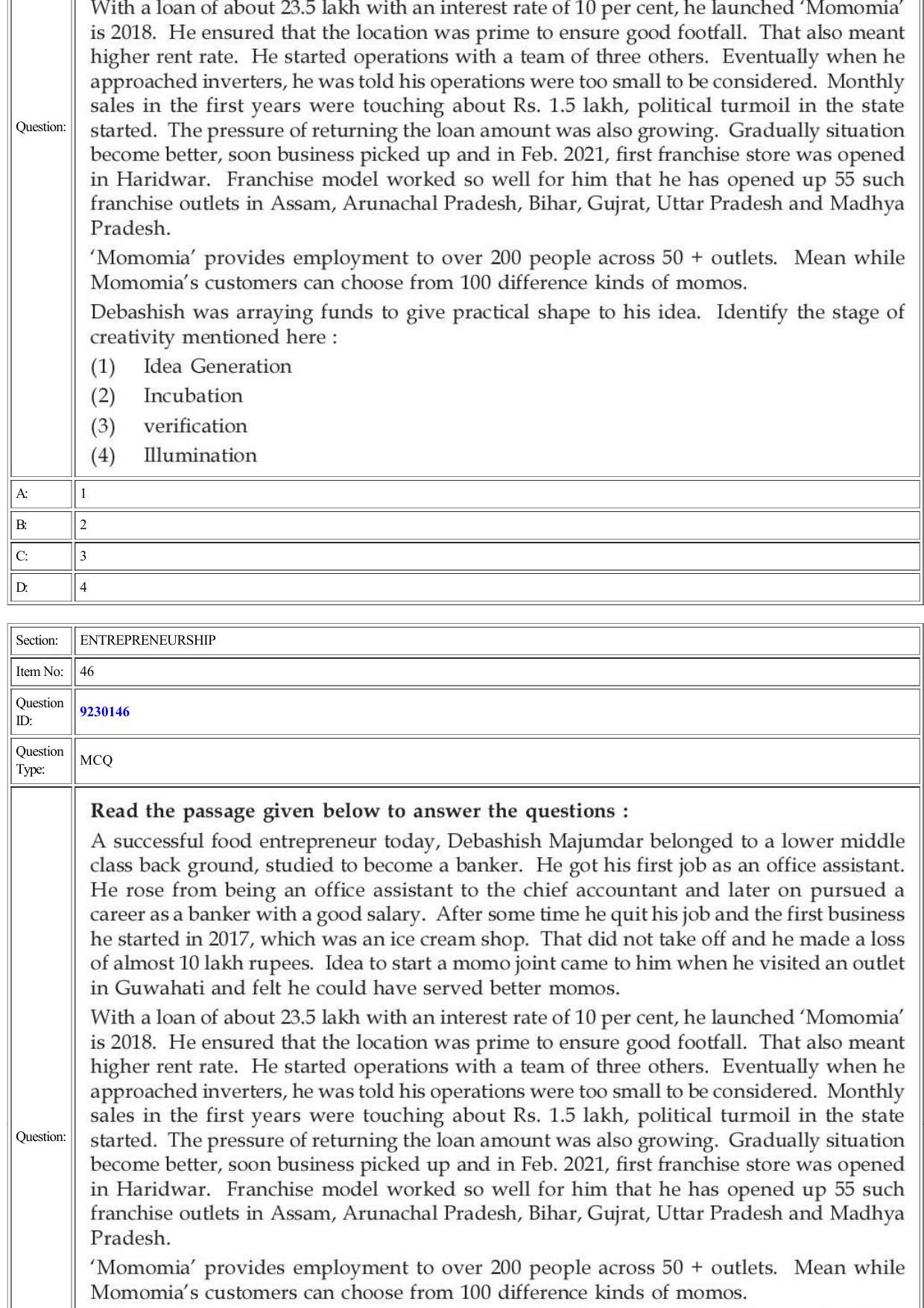 CUET 2022 Question Paper of Entrepreneurship - Page 22