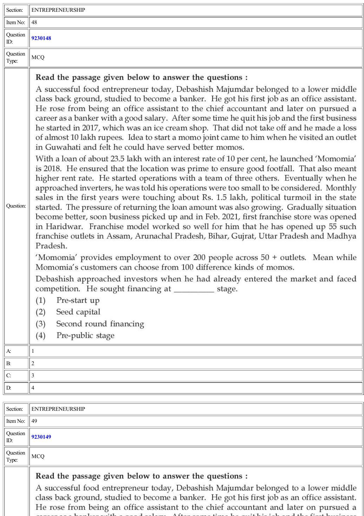 CUET 2022 Question Paper of Entrepreneurship - Page 24