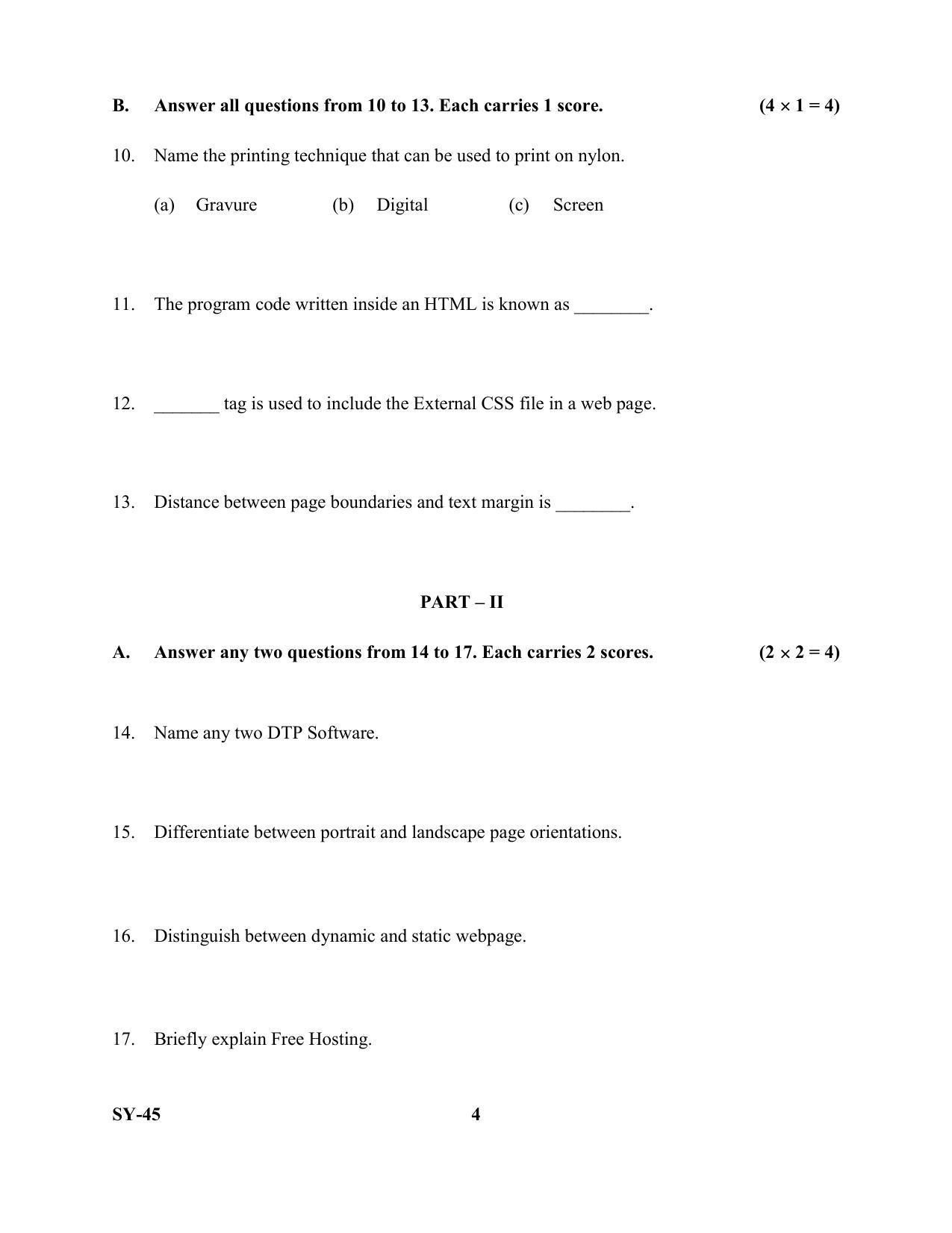 Kerala Plus Two Question Paper 2022 - Computer Application Humanities - Page 4