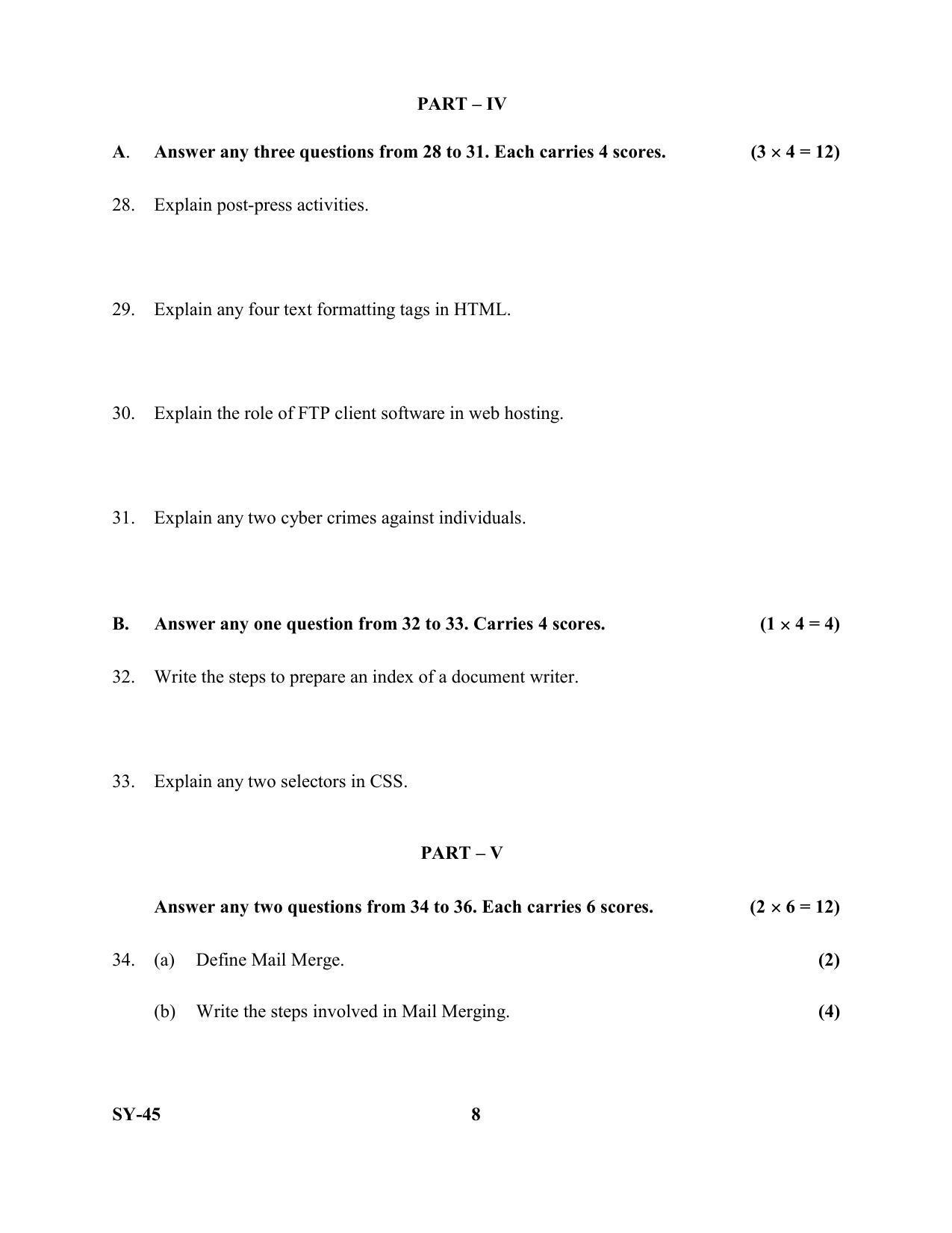 Kerala Plus Two Question Paper 2022 - Computer Application Humanities - Page 8