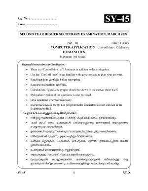 Kerala Plus Two Question Paper 2022 - Computer Application Humanities