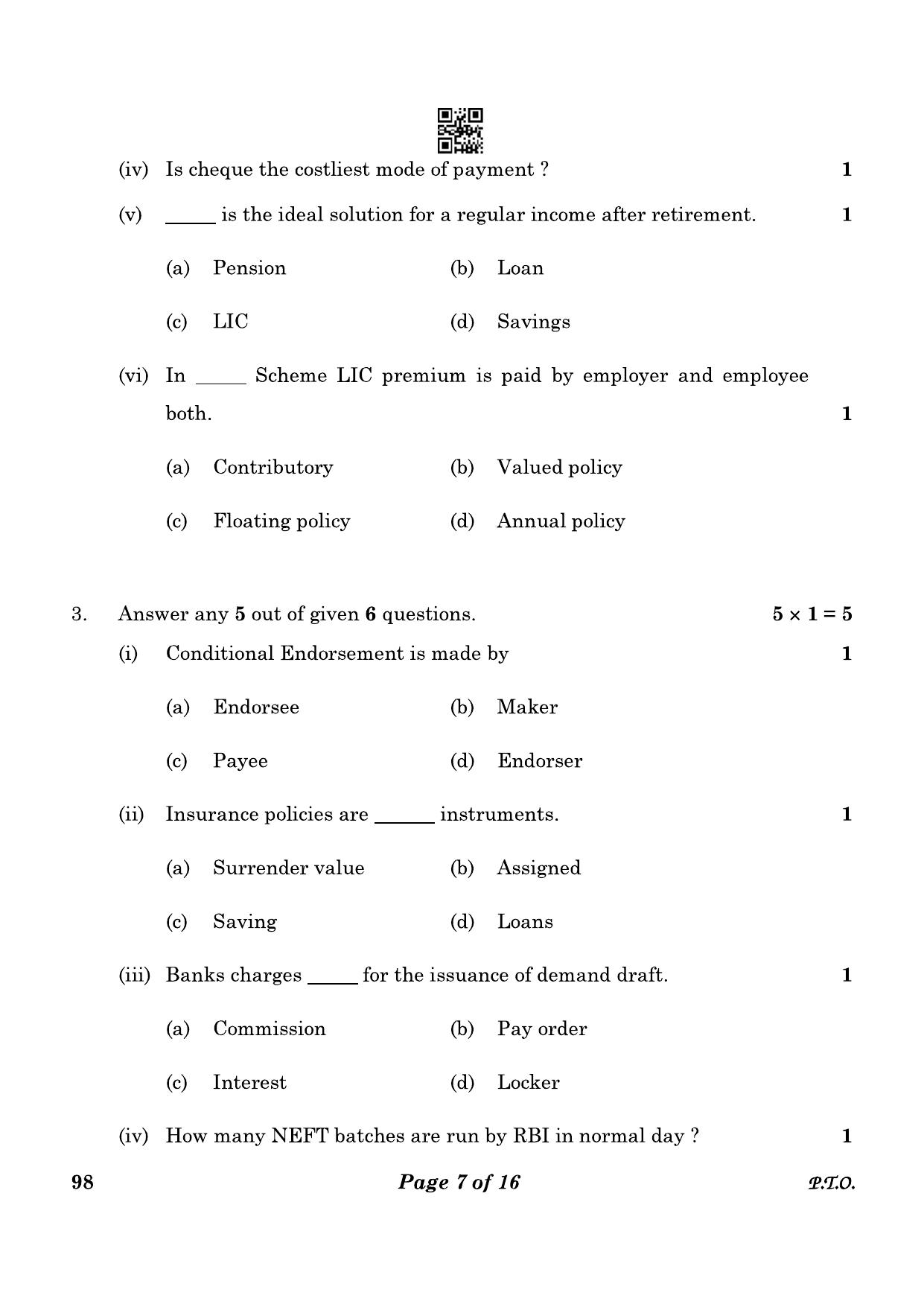 CBSE Class 10 98 Banking And Insurance 2023 Question Paper - Page 7