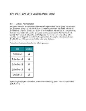 CAT 2018 CAT DILR Slot 2 Question Paper