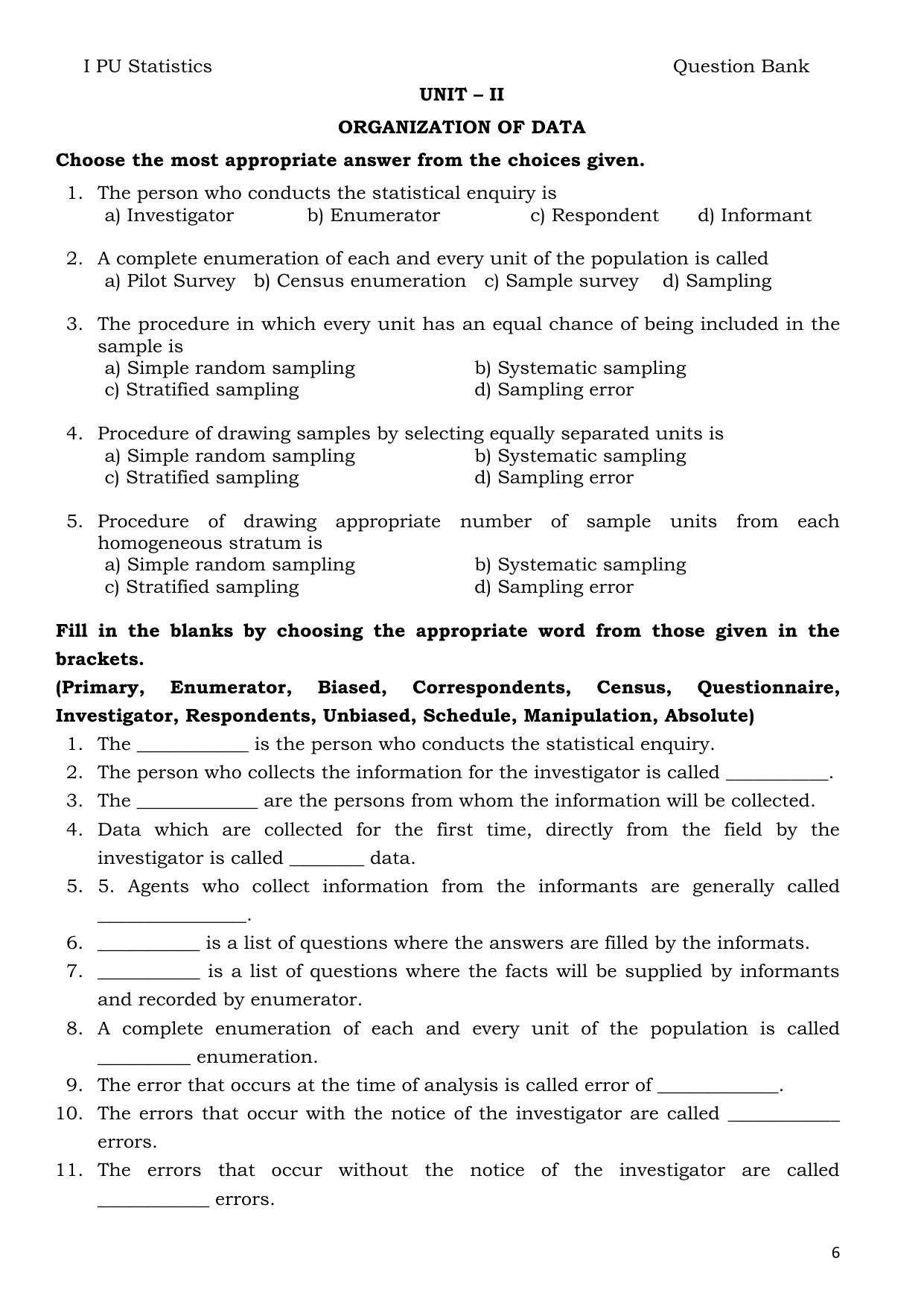 Karnataka 1st PUC Question Bank 2025 - Statistics English - Page 6