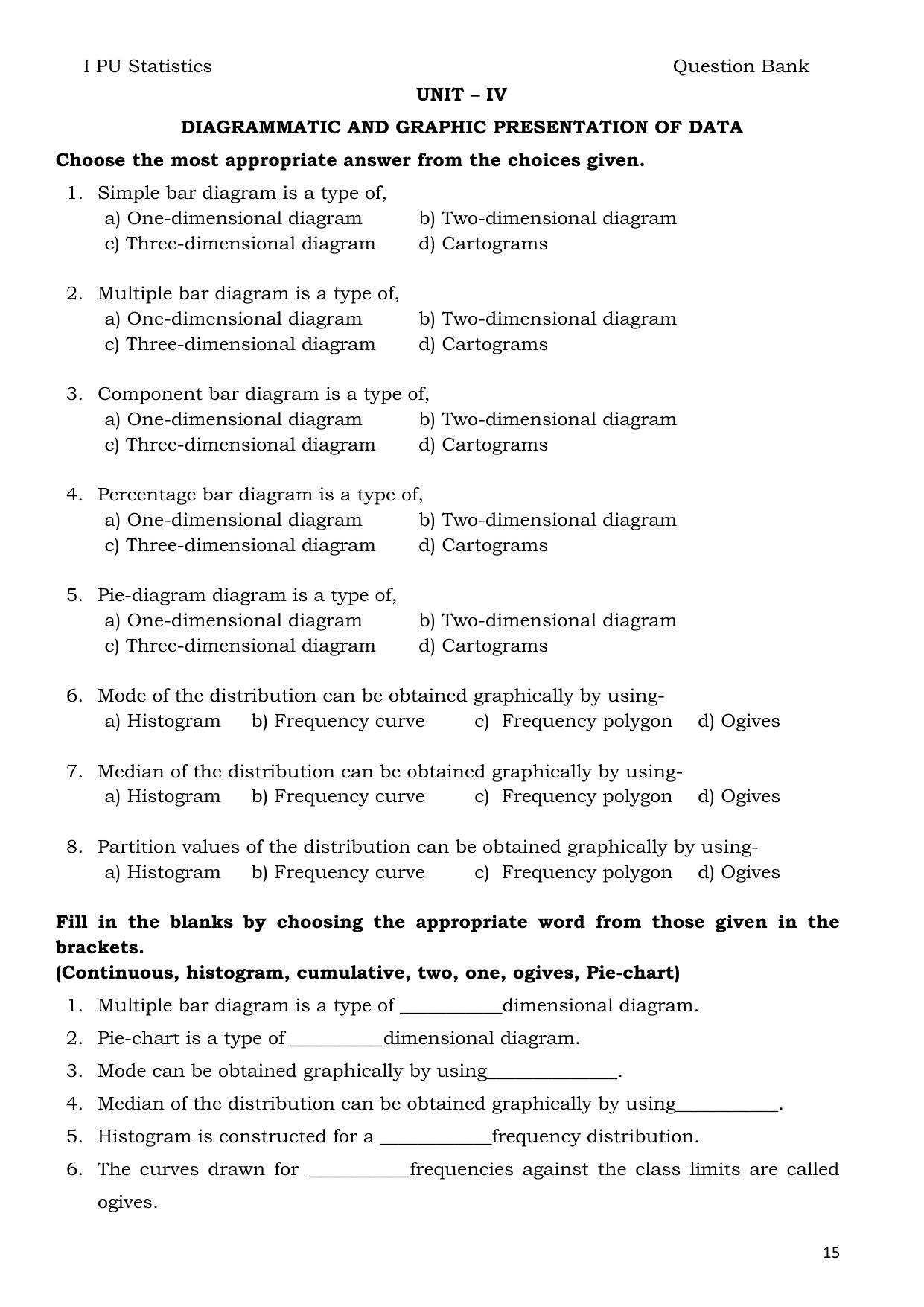 Karnataka 1st PUC Question Bank 2025 - Statistics English - Page 15