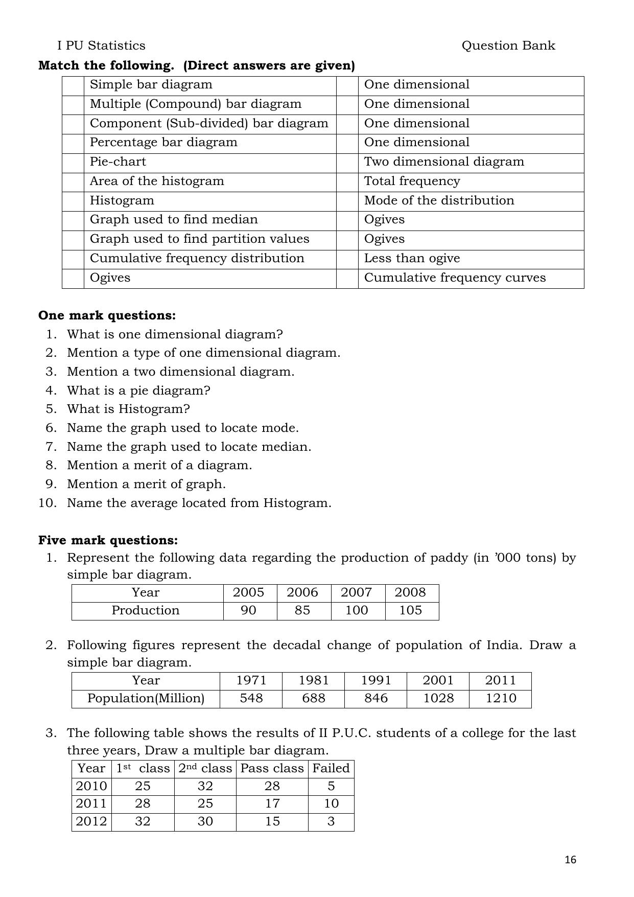 Karnataka 1st PUC Question Bank 2025 - Statistics English - Page 16