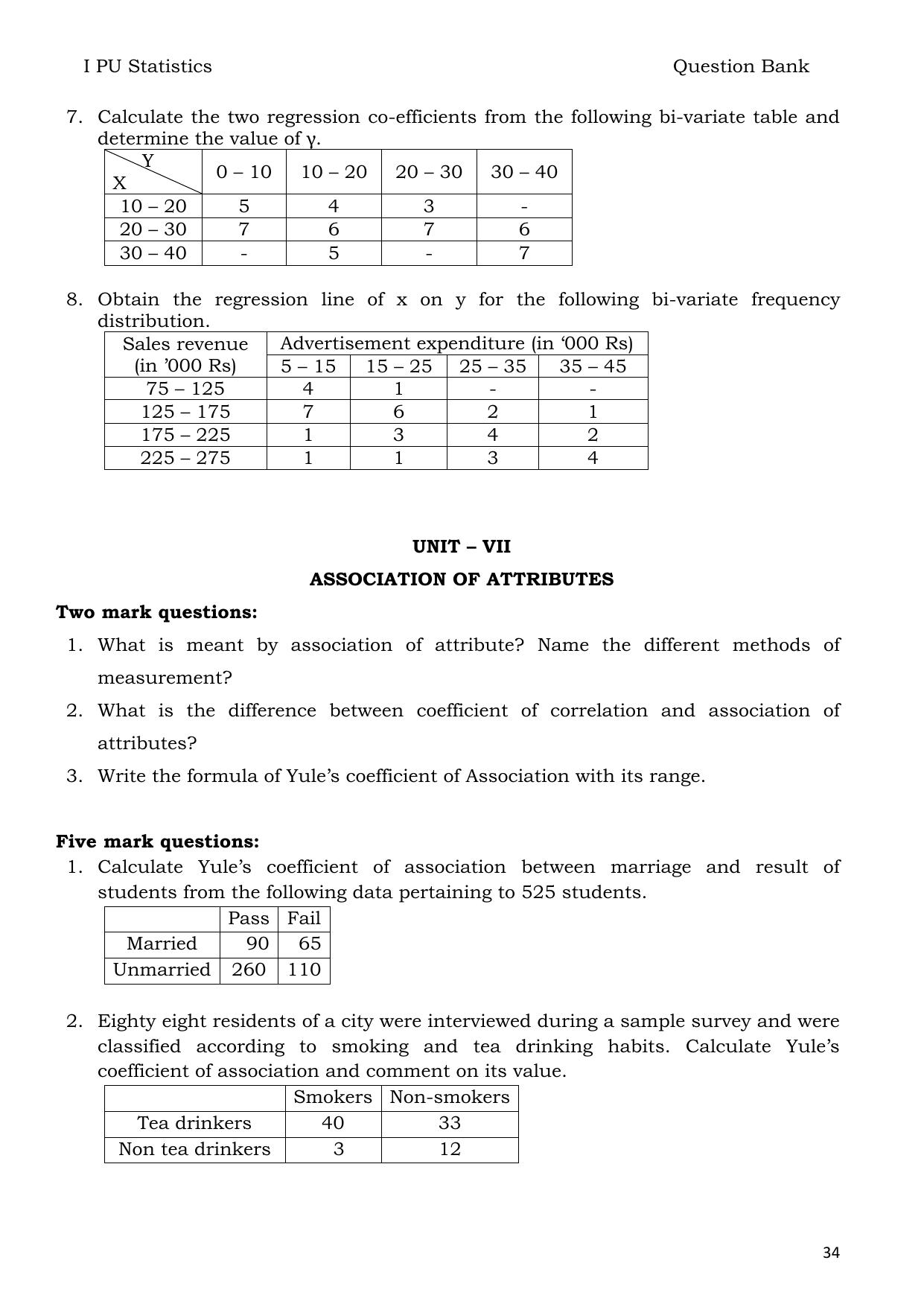 Karnataka 1st PUC Question Bank 2025 - Statistics English - Page 34