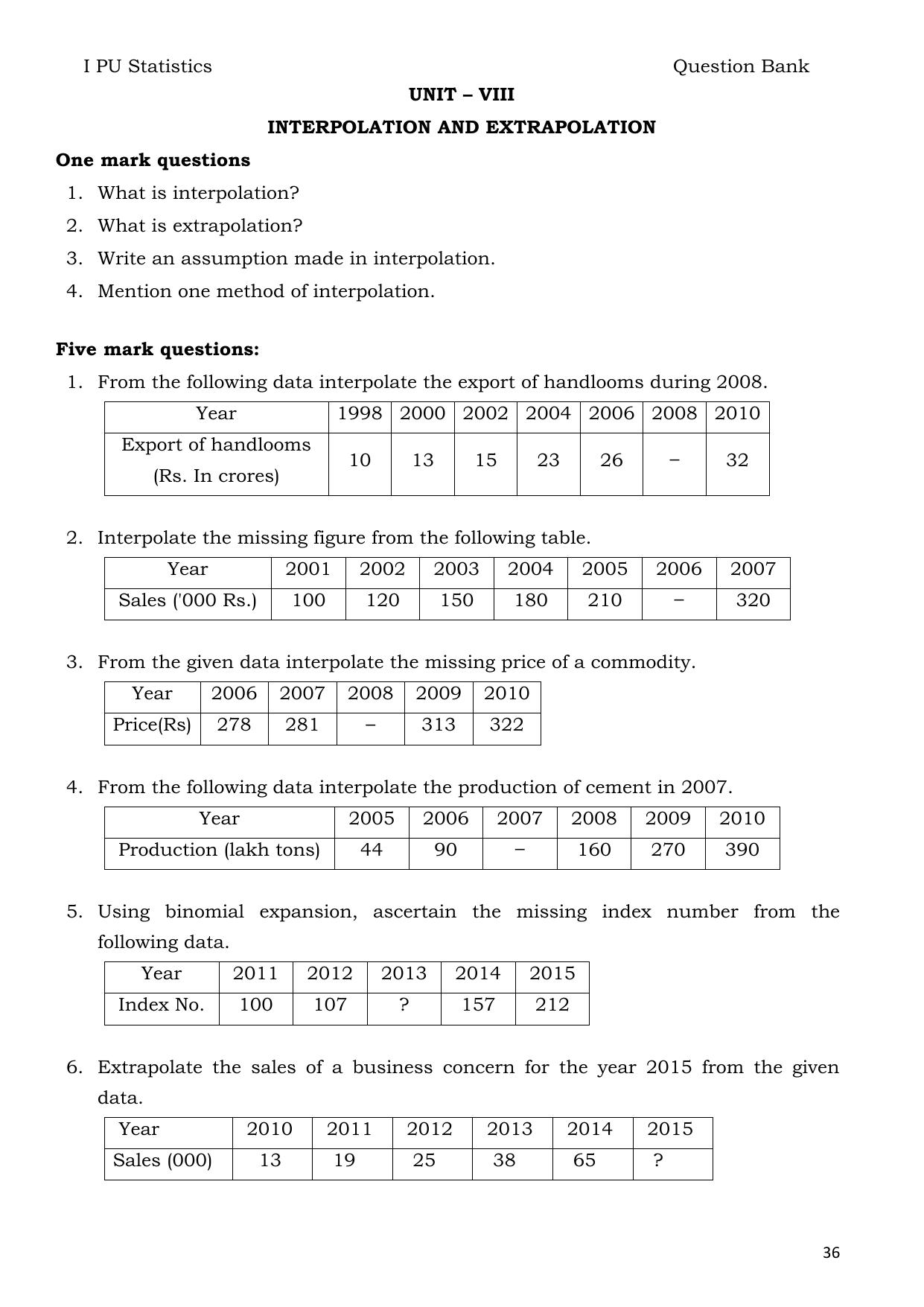 Karnataka 1st PUC Question Bank 2025 - Statistics English - Page 36