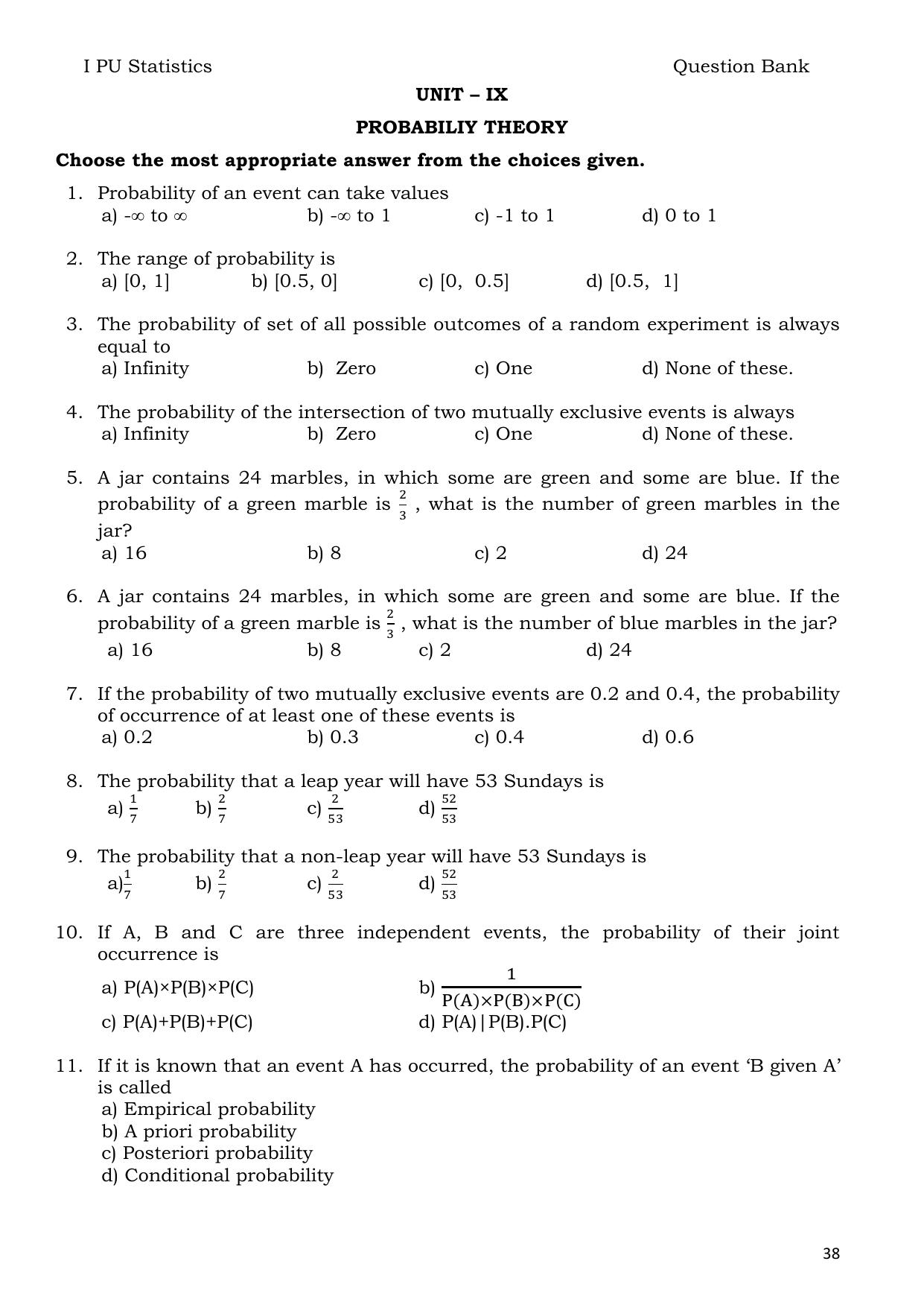 Karnataka 1st PUC Question Bank 2025 - Statistics English - Page 38