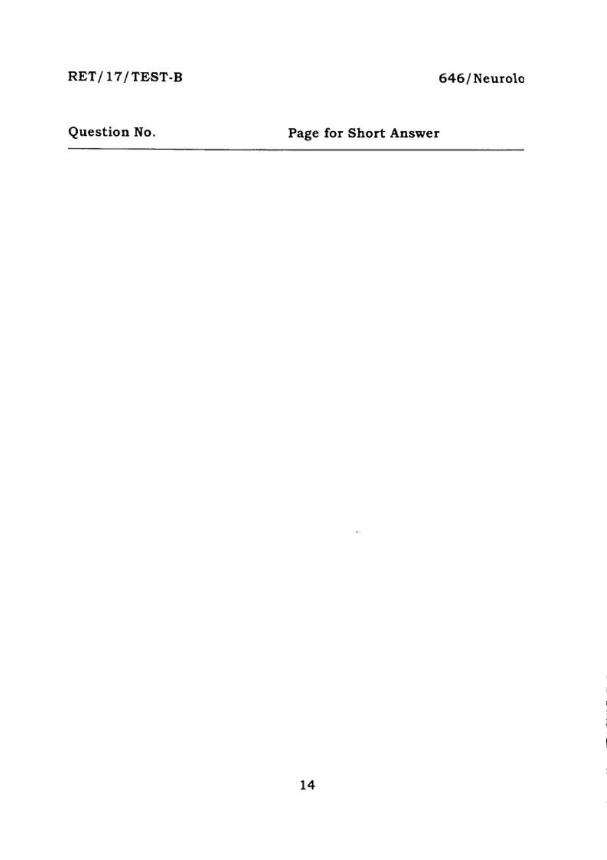 BHU RET NEUROLOGY 2017 Question Paper - Page 15