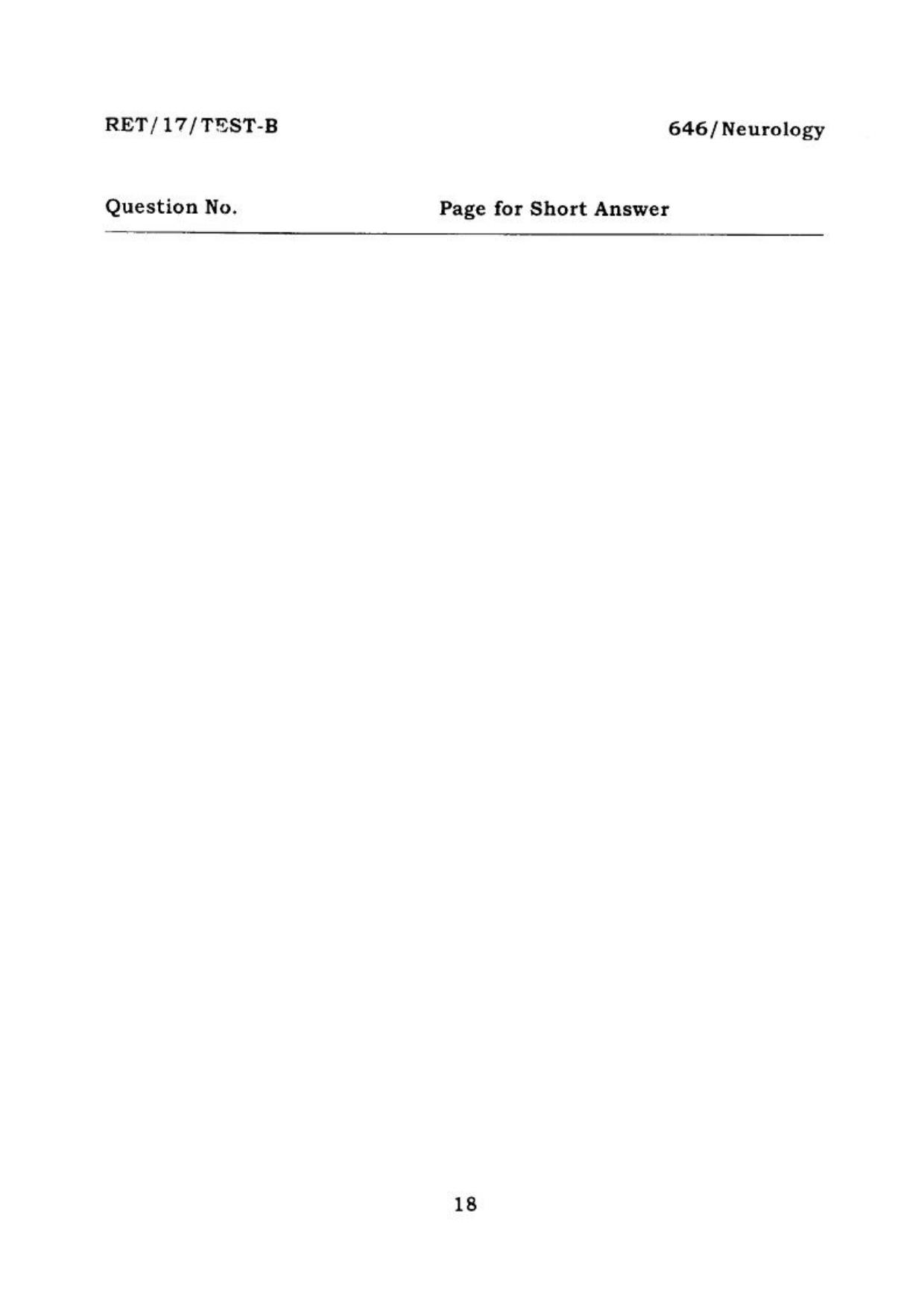 BHU RET NEUROLOGY 2017 Question Paper - Page 19