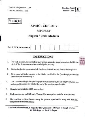 MPC EET English/ Urdu Medium 2019