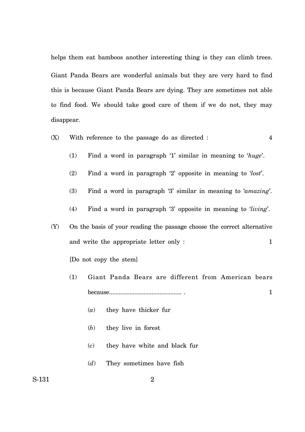 Goa Board Class 10 English Tl  (March 2019) Question Paper - Page 2