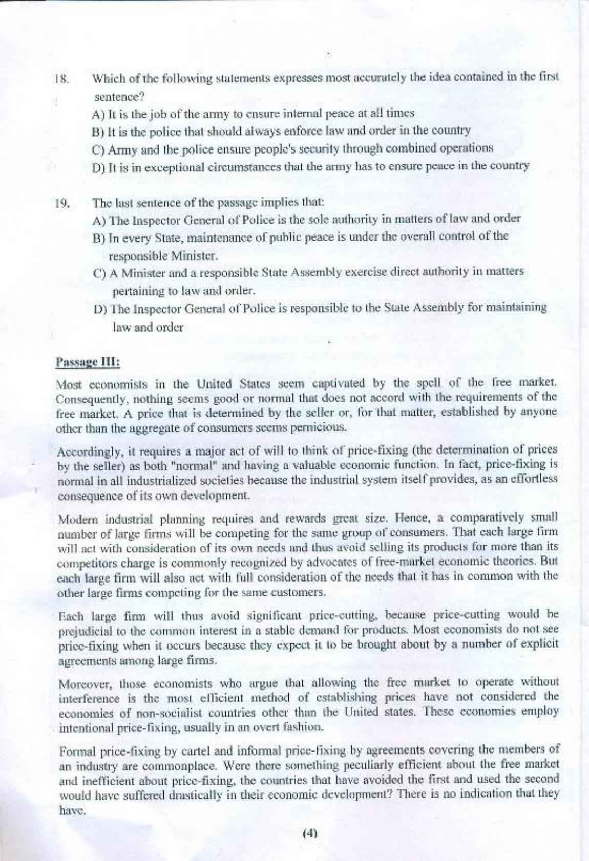 PU USOL MBA (Executive) Entrance Exam 2016 Question Booklet - Page 5