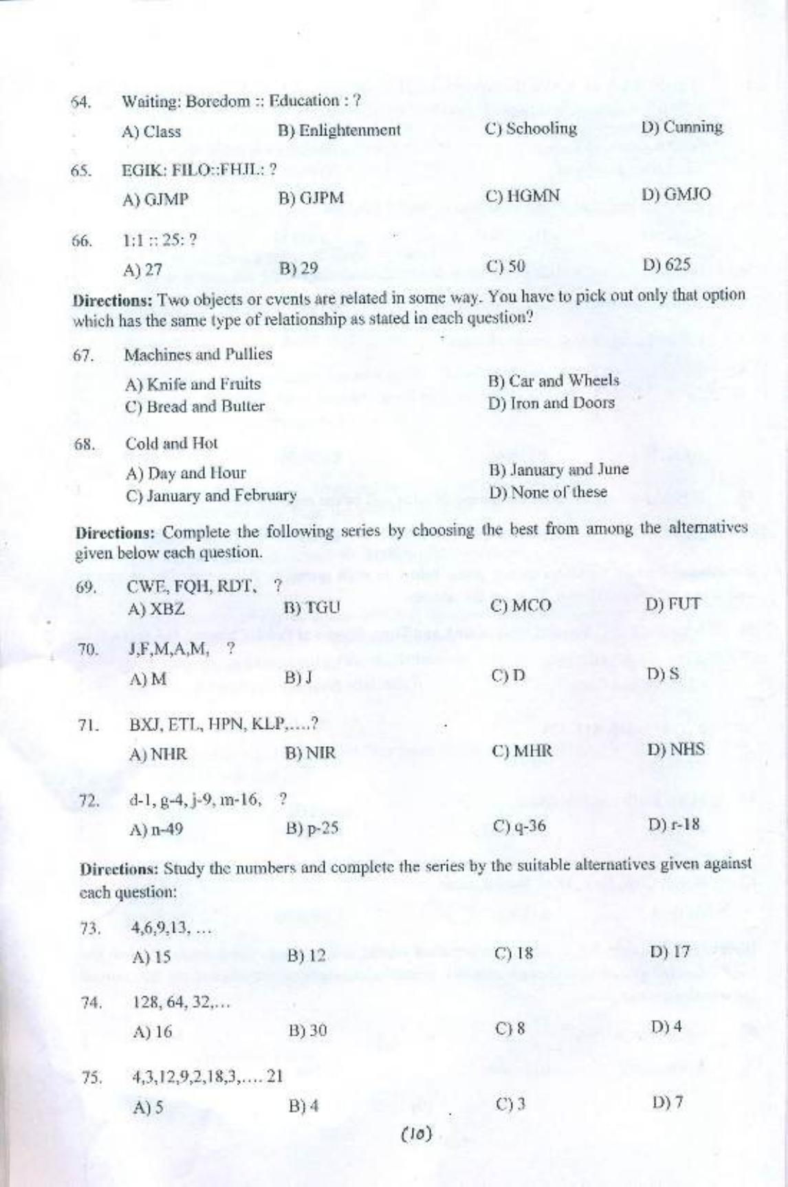 PU USOL MBA (Executive) Entrance Exam 2016 Question Booklet - Page 11