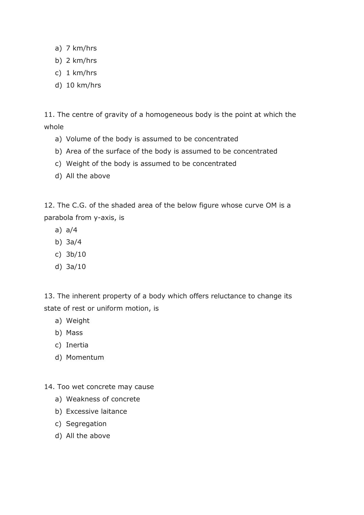 IMU CET M.Tech (for Civil Engineering Graduates) Sample Paper - Page 12