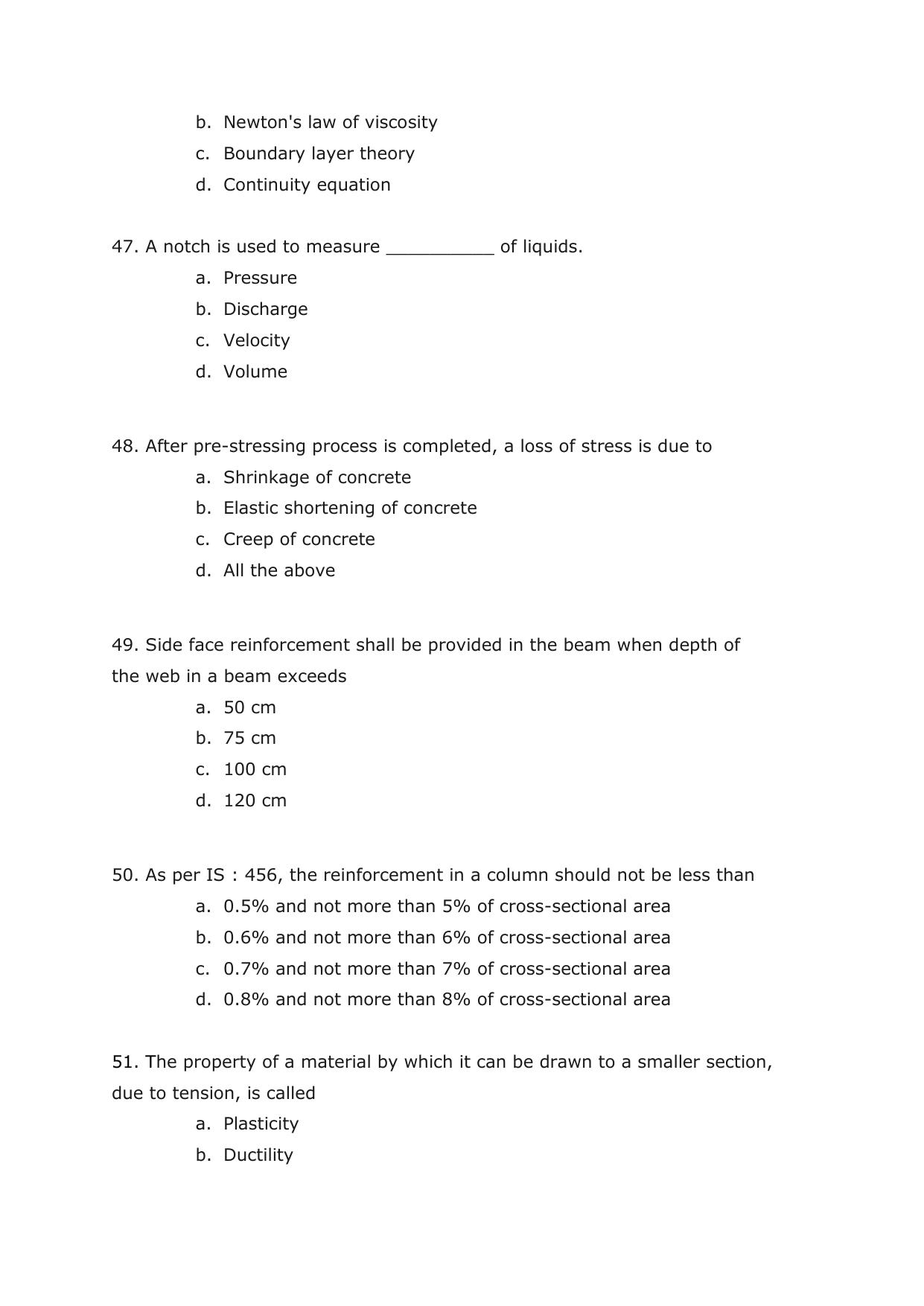 IMU CET M.Tech (for Civil Engineering Graduates) Sample Paper - Page 19