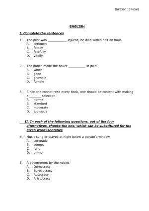 IMU CET M.Tech (for Civil Engineering Graduates) Sample Paper