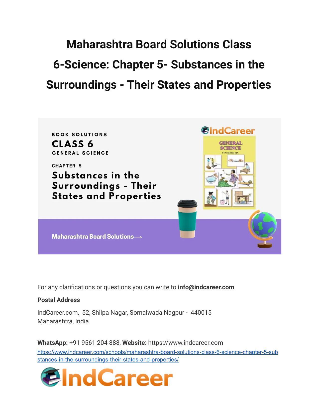 Maharashtra Board Solutions Class 6-Science: Chapter 5- Substances in the Surroundings - Their States and Properties - Page 1