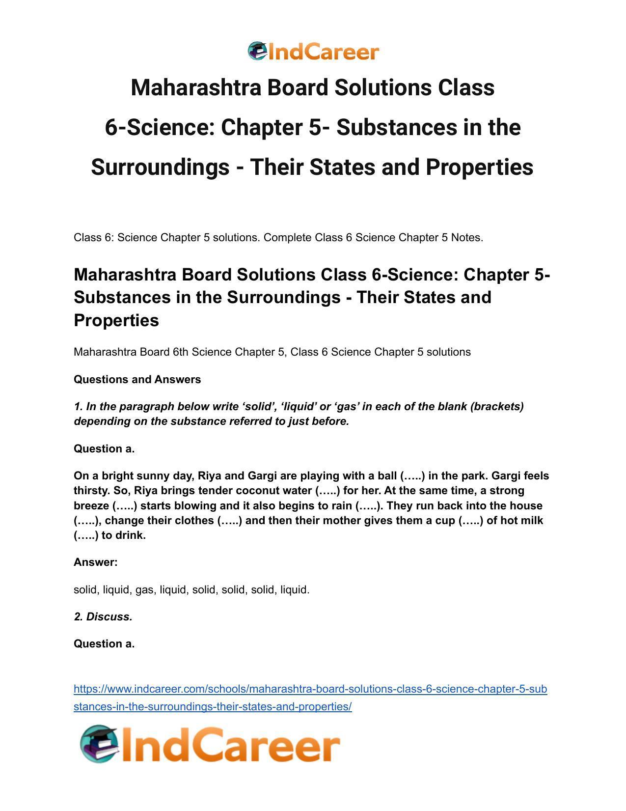 Maharashtra Board Solutions Class 6-Science: Chapter 5- Substances in the Surroundings - Their States and Properties - Page 2