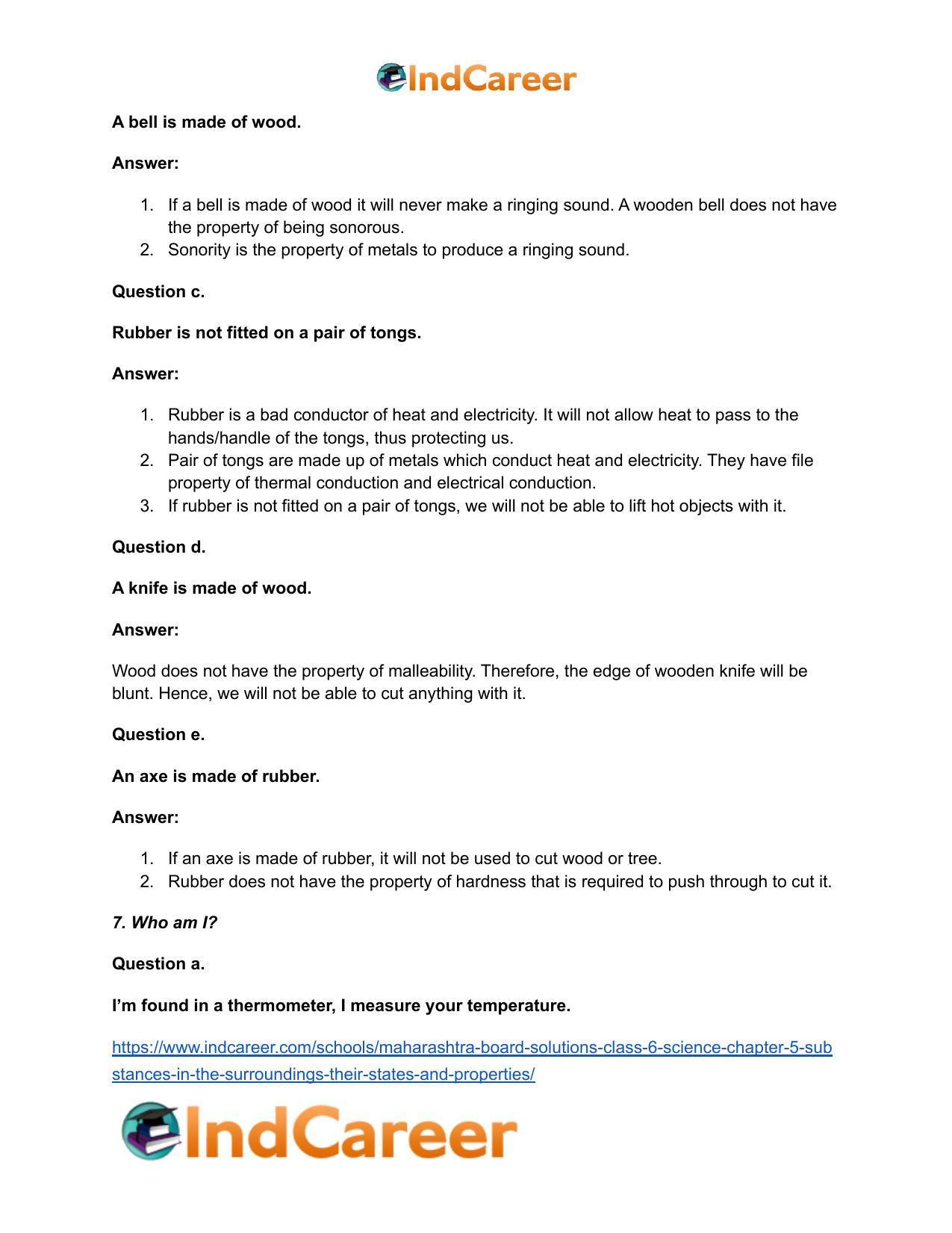 Maharashtra Board Solutions Class 6-Science: Chapter 5- Substances in the Surroundings - Their States and Properties - Page 7