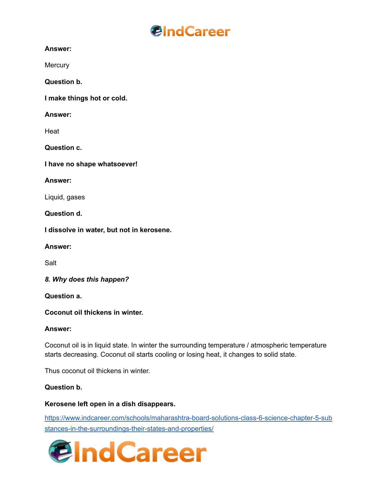 Maharashtra Board Solutions Class 6-Science: Chapter 5- Substances in the Surroundings - Their States and Properties - Page 8