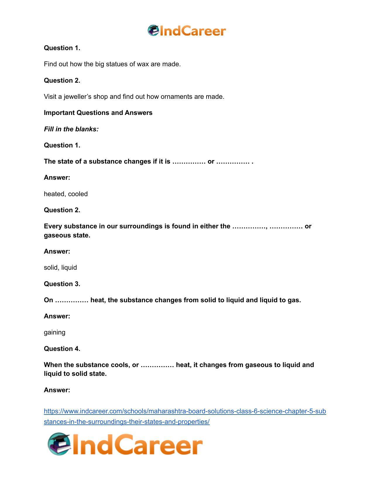 Maharashtra Board Solutions Class 6-Science: Chapter 5- Substances in the Surroundings - Their States and Properties - Page 10