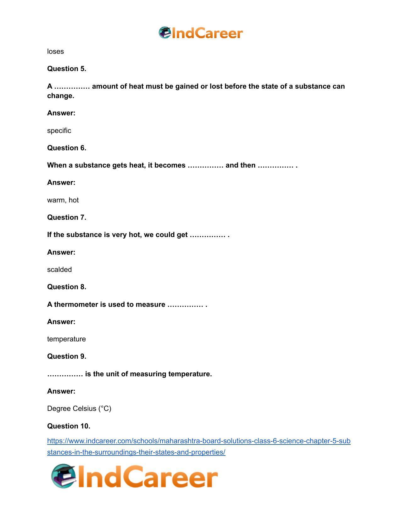 Maharashtra Board Solutions Class 6-Science: Chapter 5- Substances in the Surroundings - Their States and Properties - Page 11