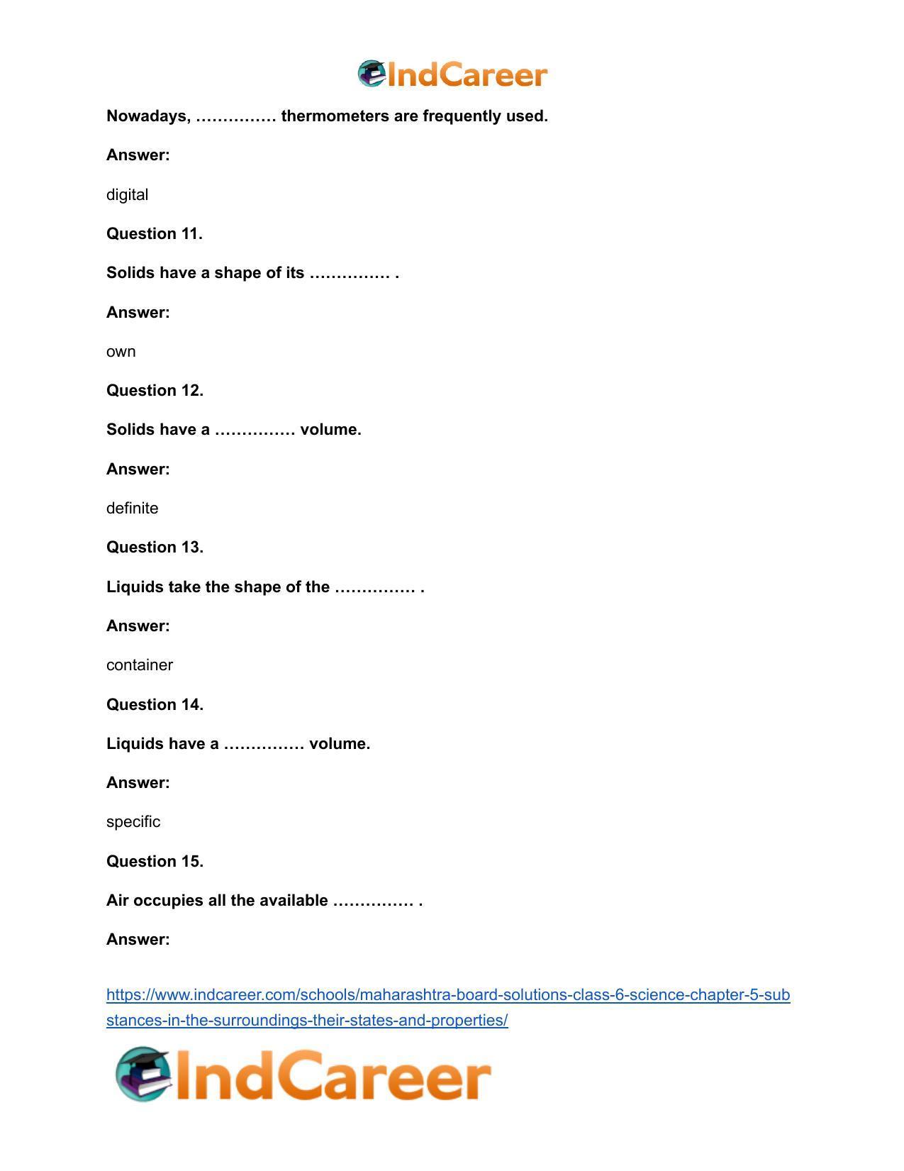 Maharashtra Board Solutions Class 6-Science: Chapter 5- Substances in the Surroundings - Their States and Properties - Page 12