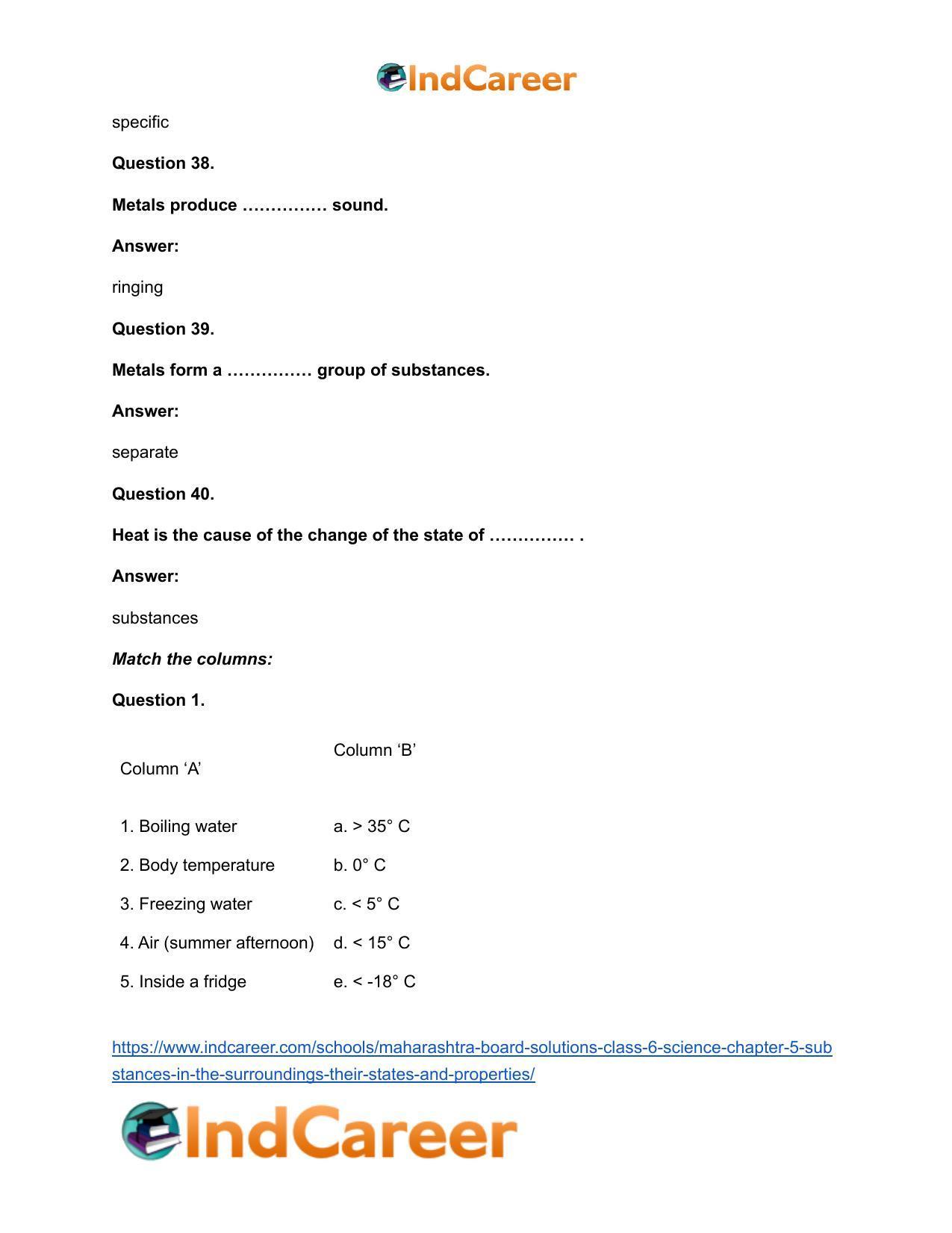 Maharashtra Board Solutions Class 6-Science: Chapter 5- Substances in the Surroundings - Their States and Properties - Page 17