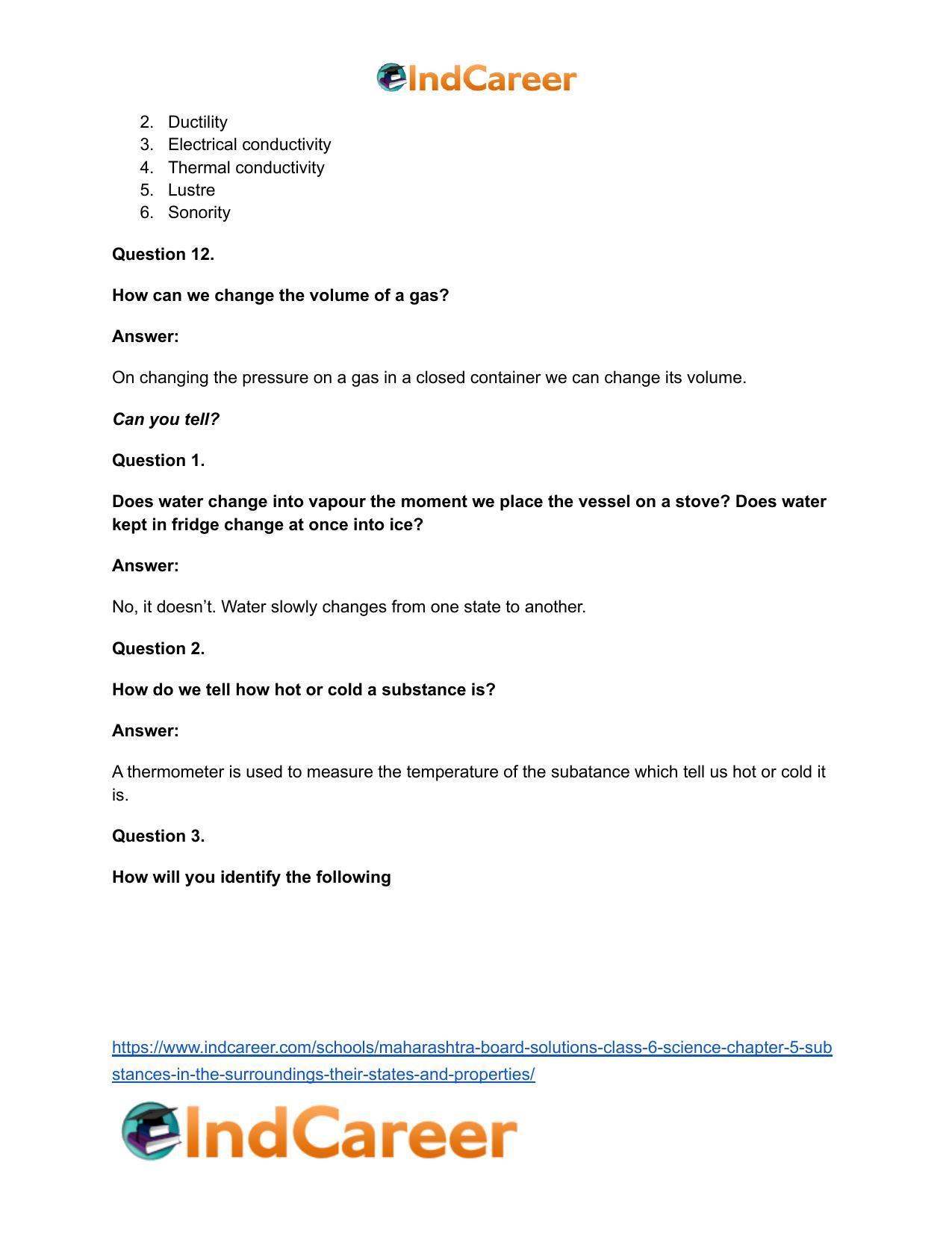 Maharashtra Board Solutions Class 6-Science: Chapter 5- Substances in the Surroundings - Their States and Properties - Page 32