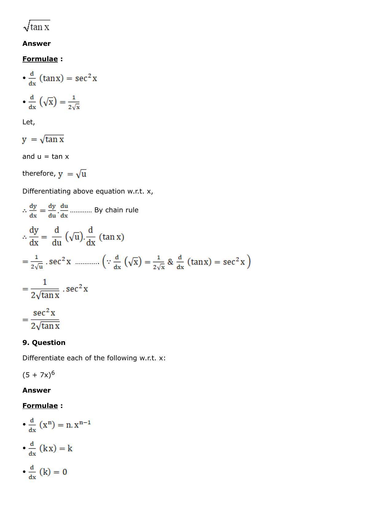 Rs aggarwal solutions for 12th class maths chapter 10 differentiation