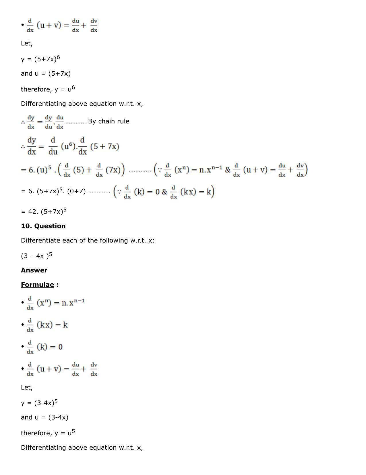 Chapter 10: Differentiation Solutions: RS Aggarwal Class 12 Solutions  - Page 7
