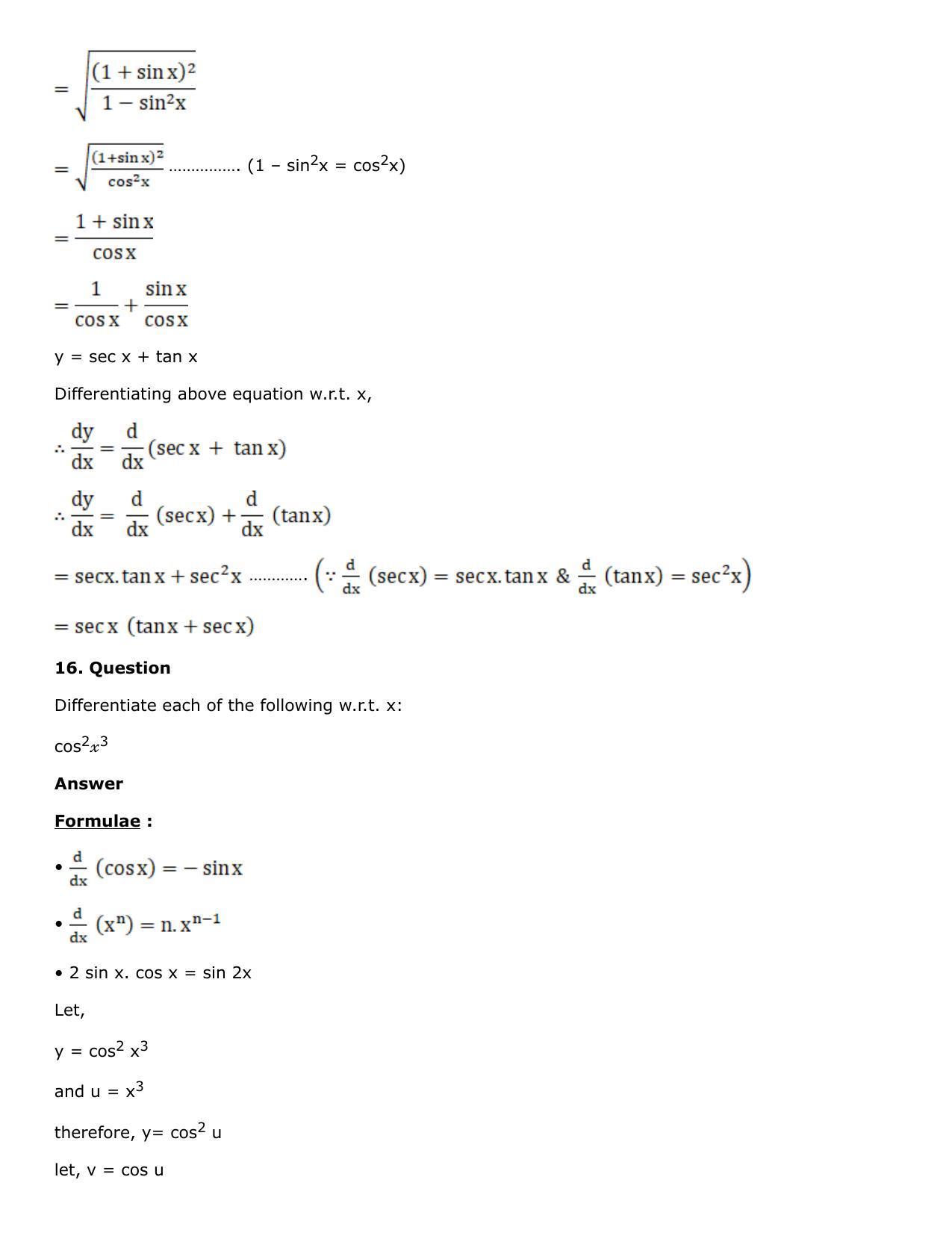 Chapter 10: Differentiation Solutions: RS Aggarwal Class 12 Solutions  - Page 13
