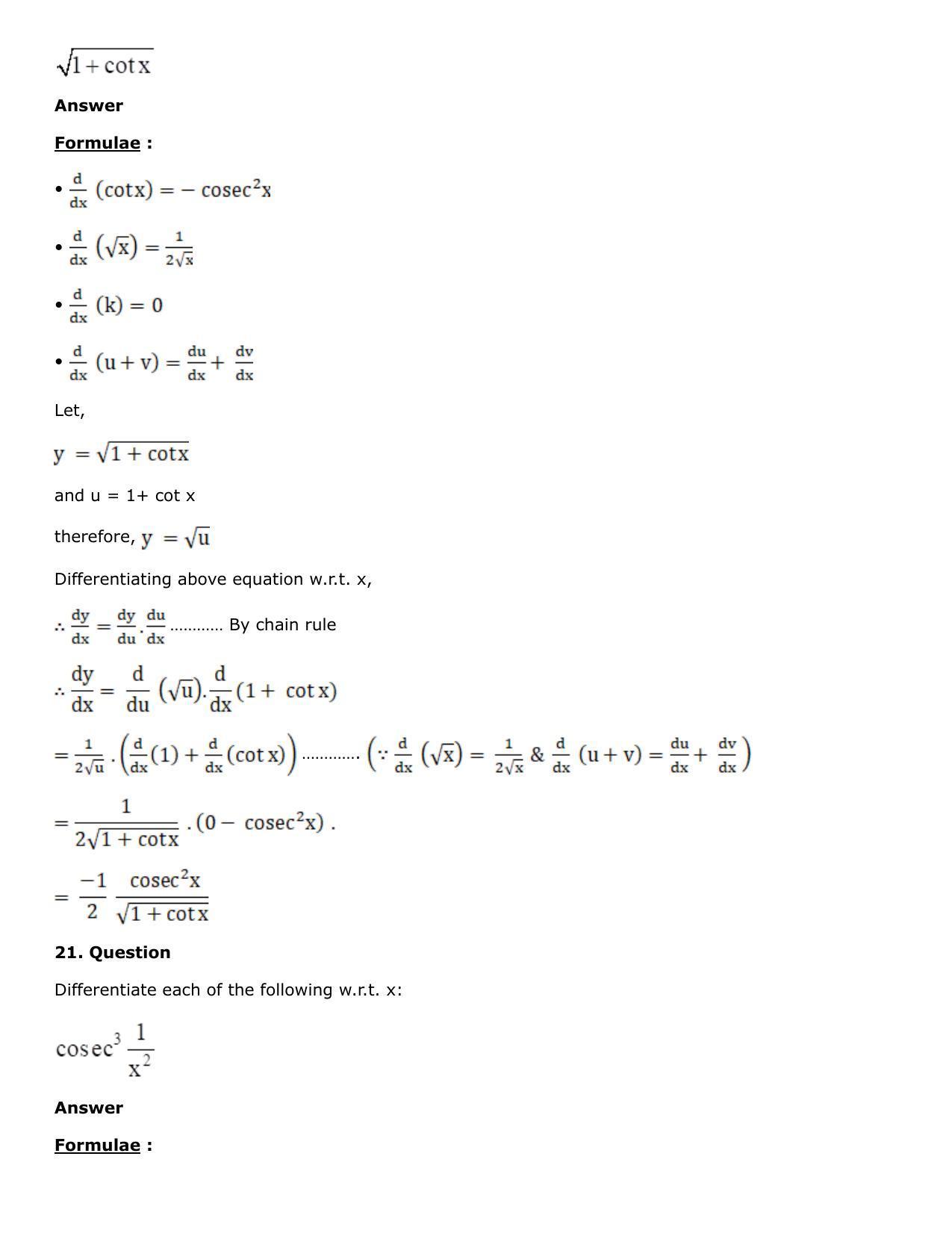 Chapter 10: Differentiation Solutions: RS Aggarwal Class 12 Solutions  - Page 17