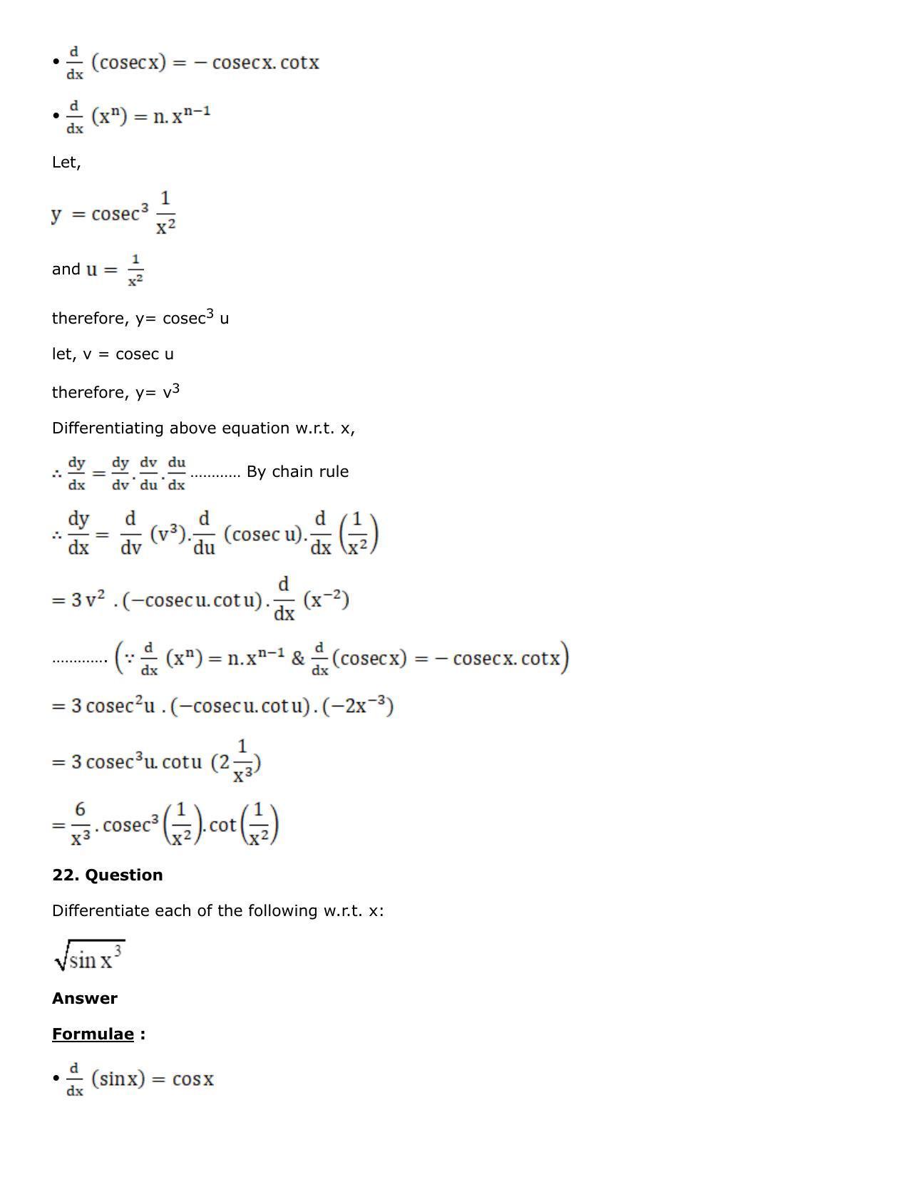 Chapter 10: Differentiation Solutions: RS Aggarwal Class 12 Solutions  - Page 18