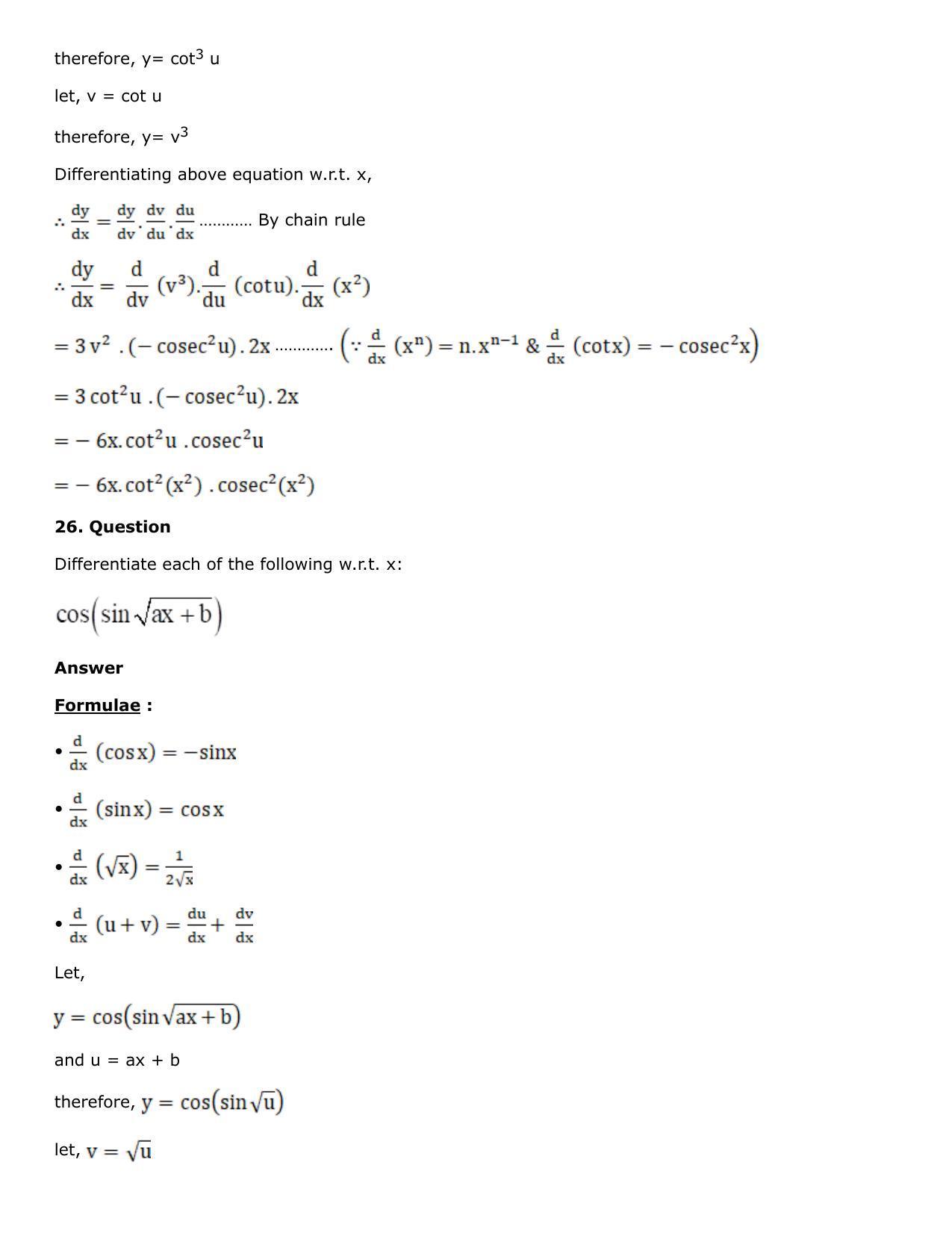 Chapter 10: Differentiation Solutions: RS Aggarwal Class 12 Solutions  - Page 22