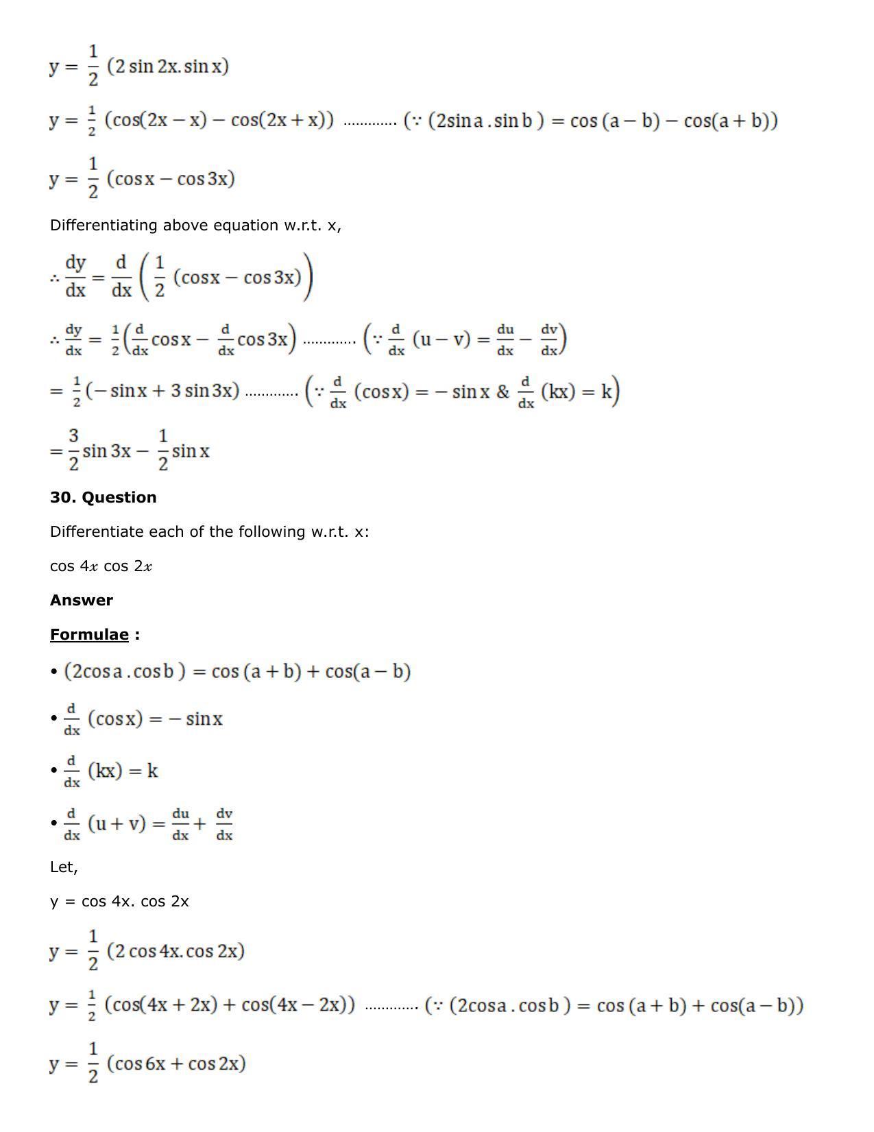 Chapter 10: Differentiation Solutions: RS Aggarwal Class 12 Solutions  - Page 26