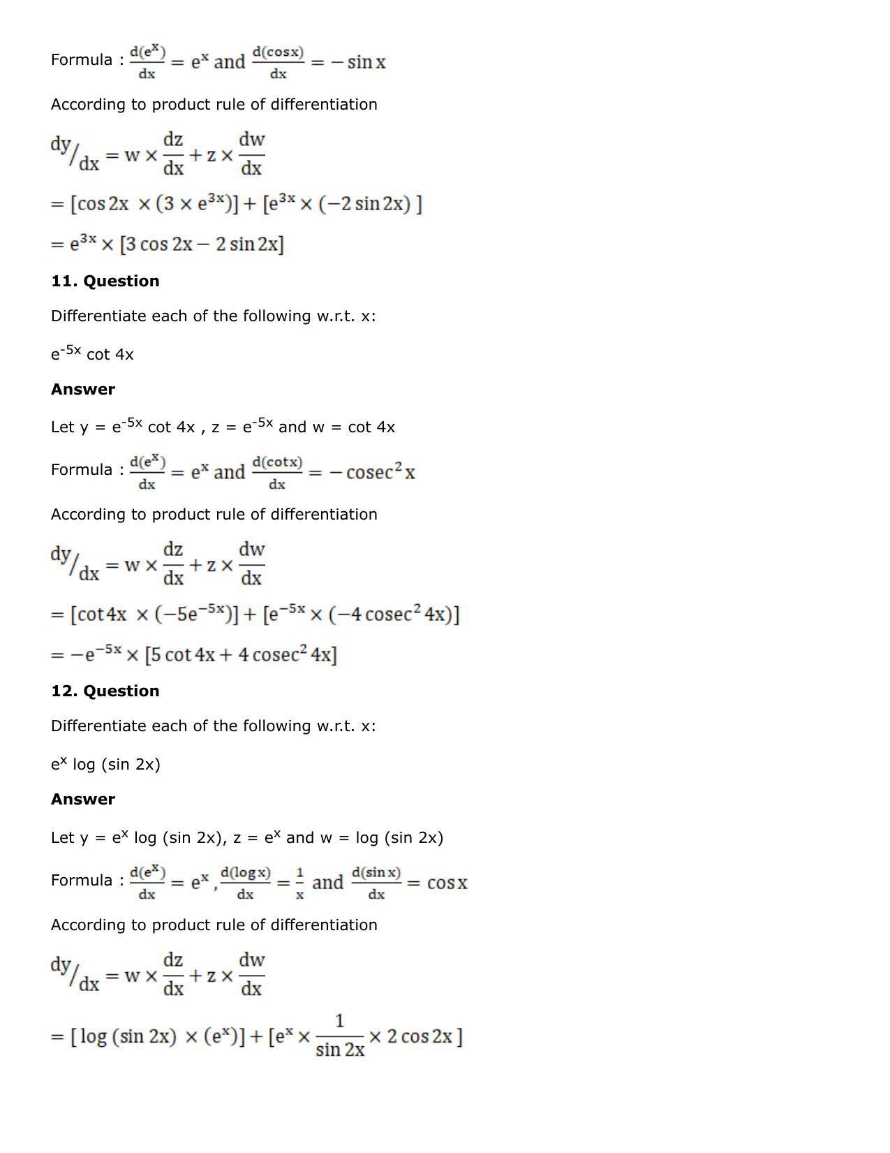 Chapter 10: Differentiation Solutions: RS Aggarwal Class 12 Solutions  - Page 41