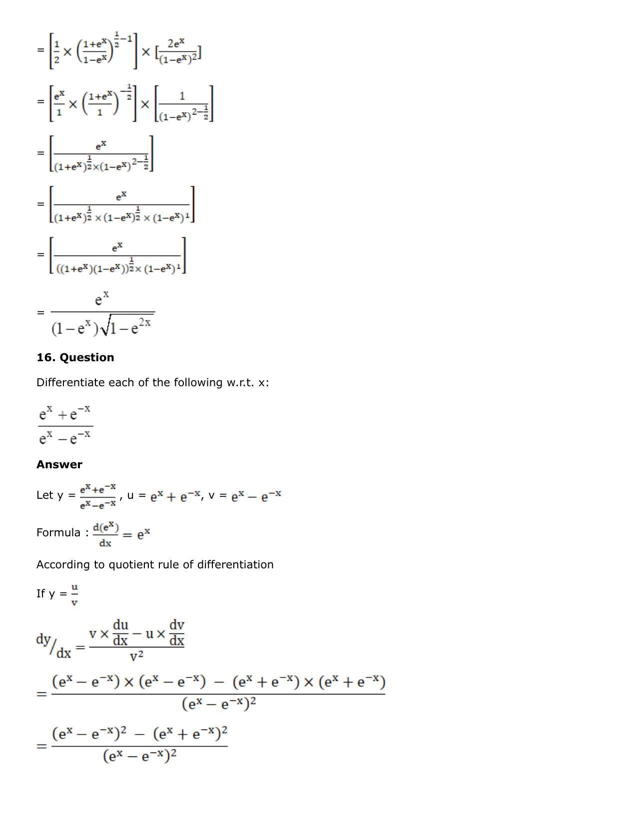 Chapter 10: Differentiation Solutions: RS Aggarwal Class 12 Solutions  - Page 44