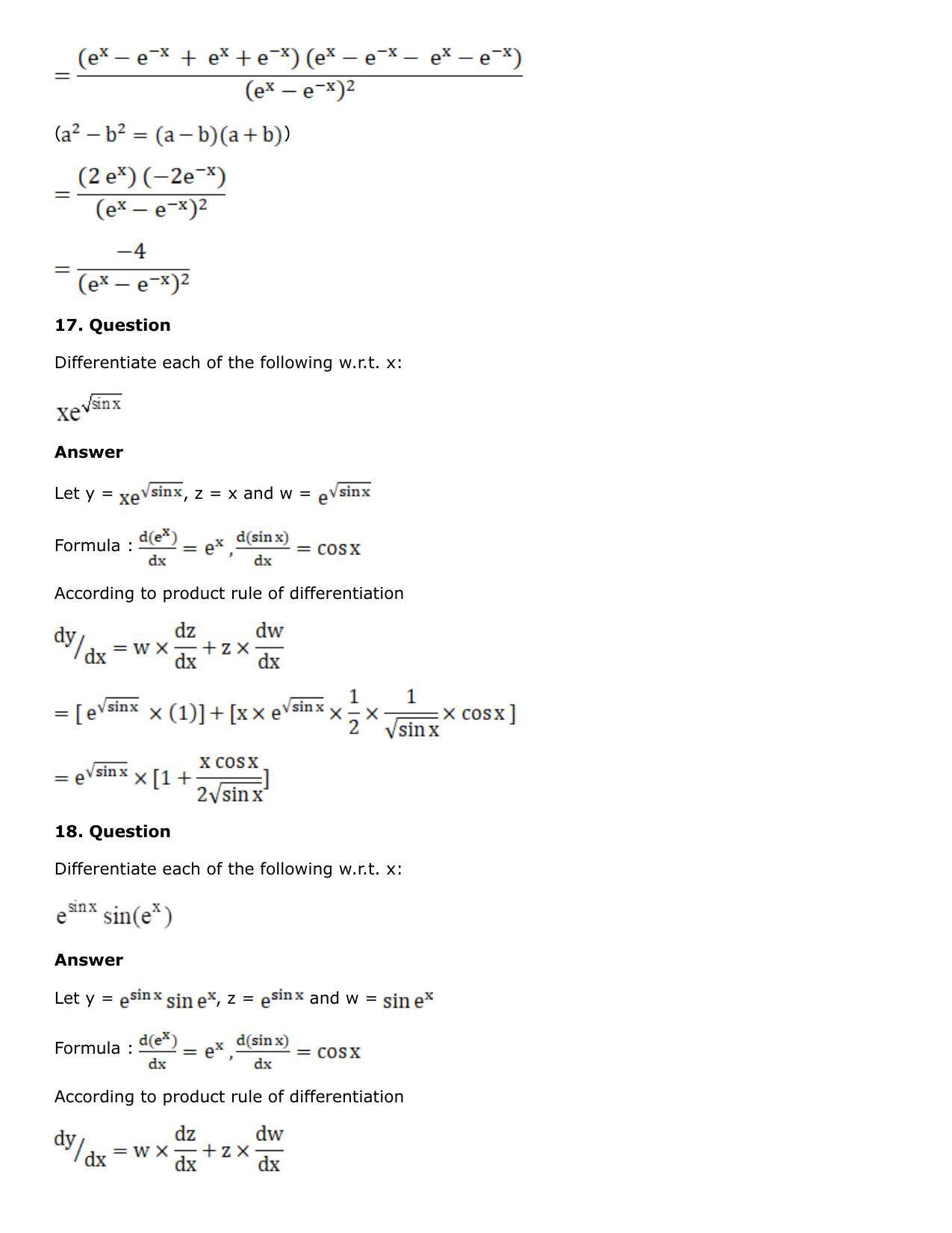 Chapter 10: Differentiation Solutions: RS Aggarwal Class 12 Solutions  - Page 45