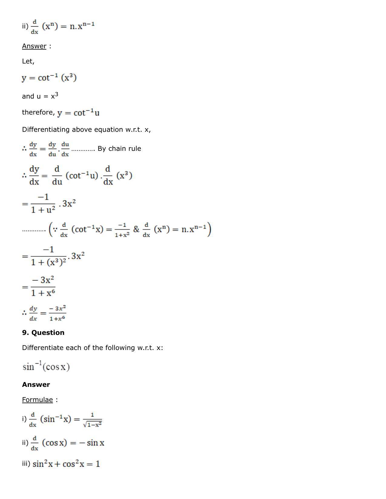Chapter 10: Differentiation Solutions: RS Aggarwal Class 12 Solutions  - Page 55