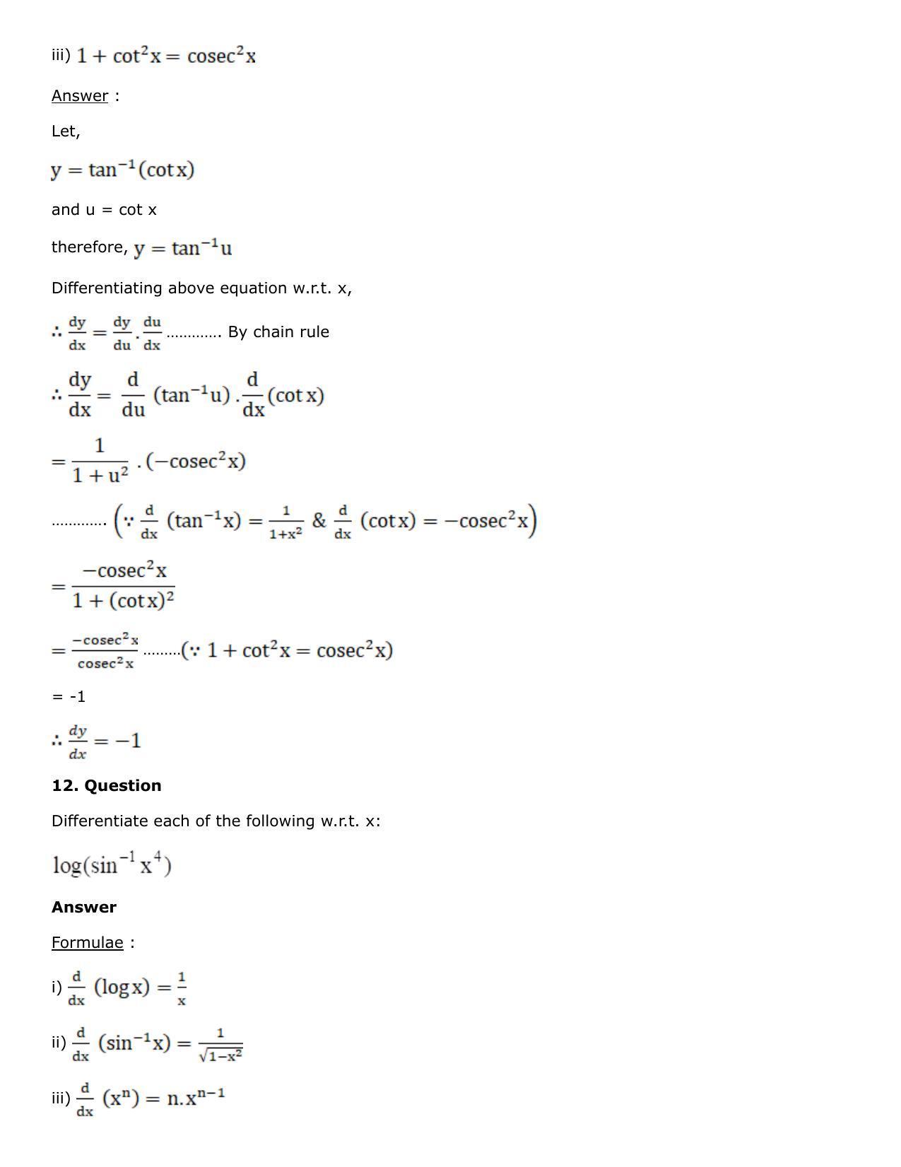 Chapter 10: Differentiation Solutions: RS Aggarwal Class 12 Solutions  - Page 58