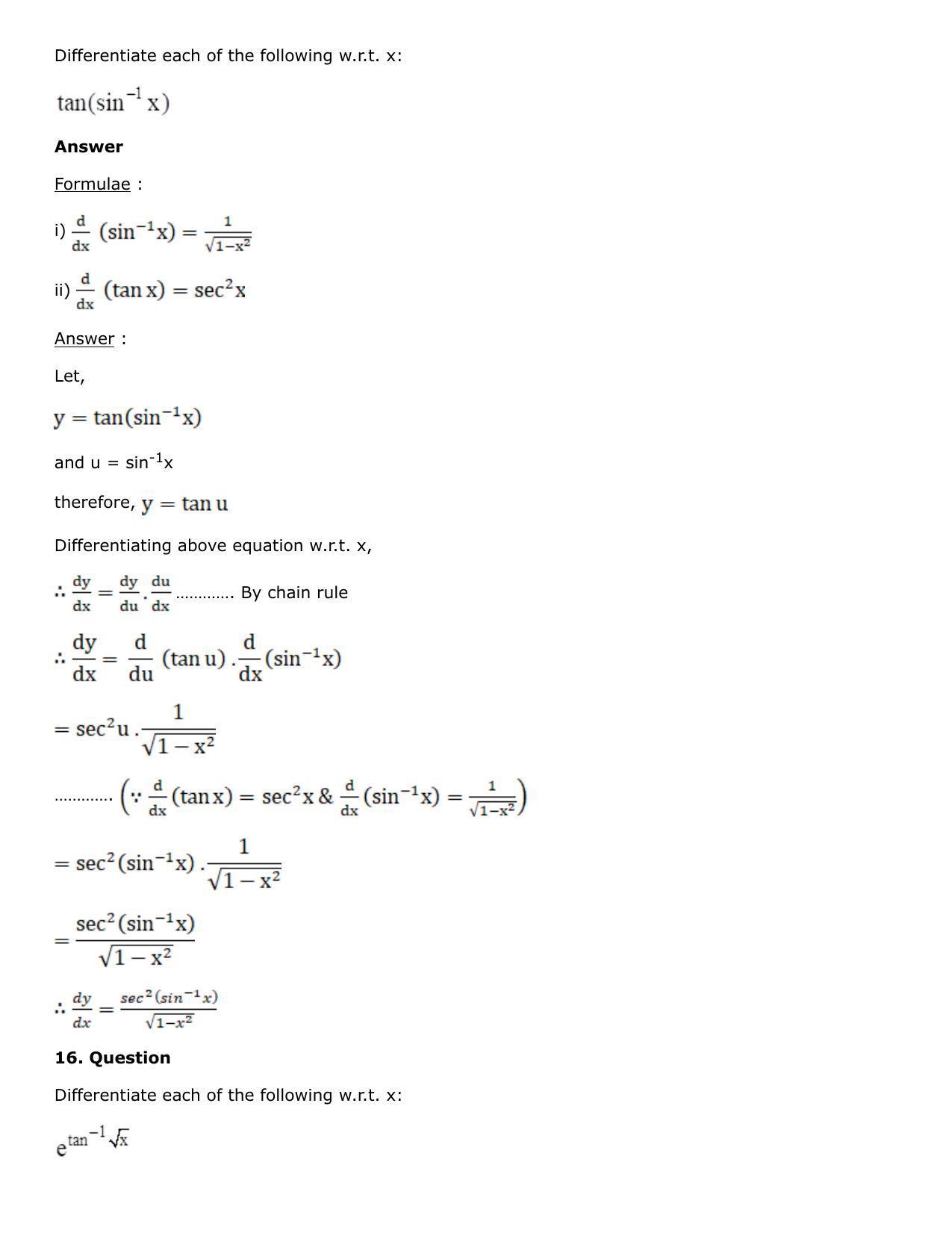 Chapter 10: Differentiation Solutions: RS Aggarwal Class 12 Solutions  - Page 62