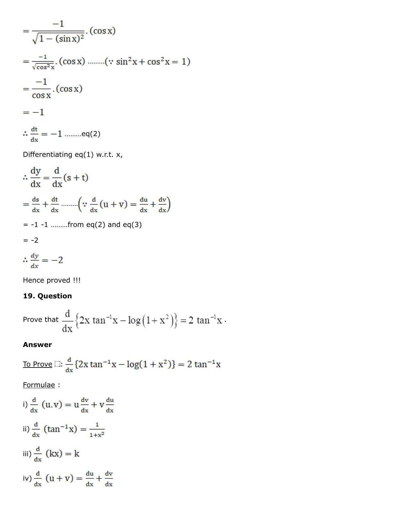 Chapter 10: Differentiation Solutions: RS Aggarwal Class 12 Solutions  - Page 67