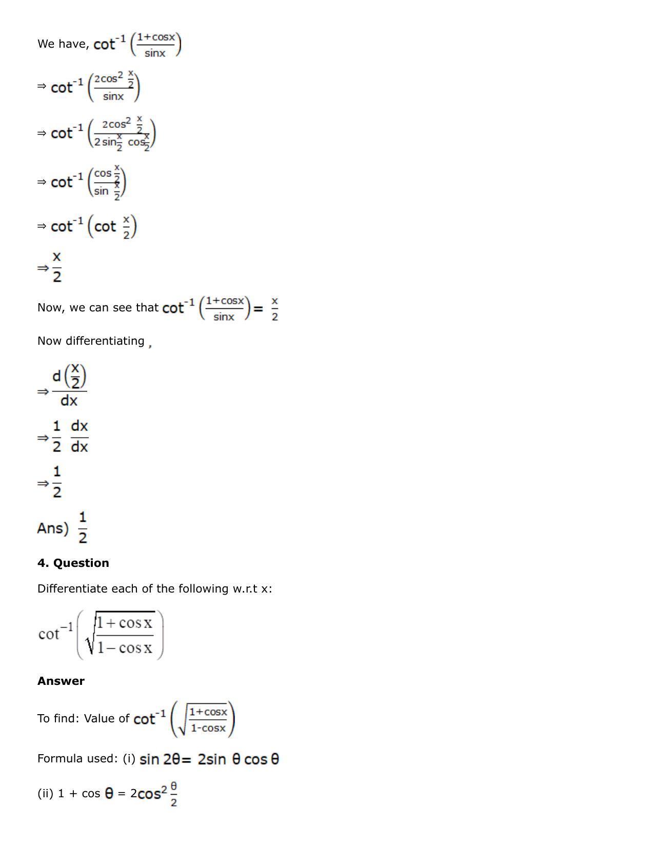 Chapter 10: Differentiation Solutions: RS Aggarwal Class 12 Solutions  - Page 72