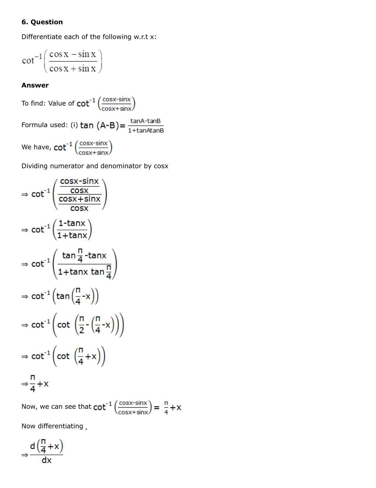 Chapter 10: Differentiation Solutions: RS Aggarwal Class 12 Solutions  - Page 75