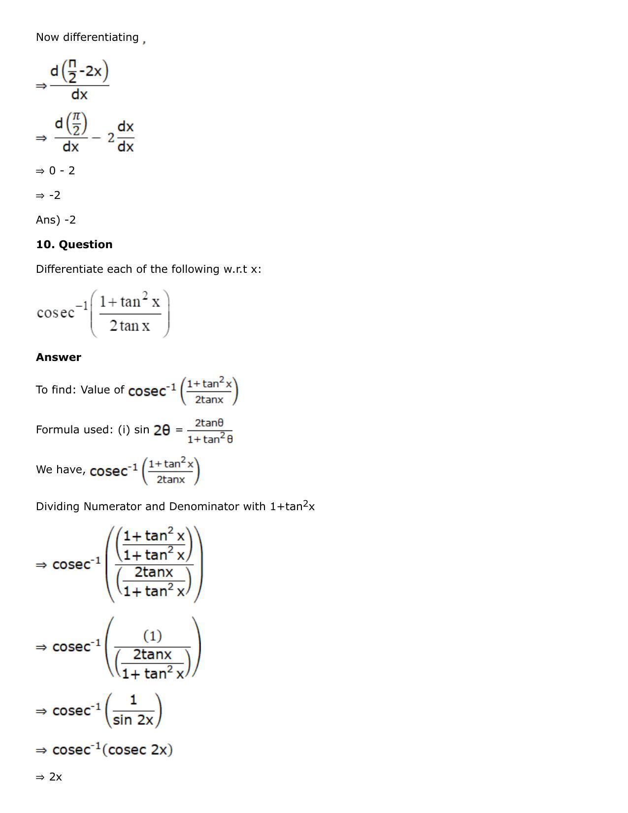 Chapter 10: Differentiation Solutions: RS Aggarwal Class 12 Solutions  - Page 79
