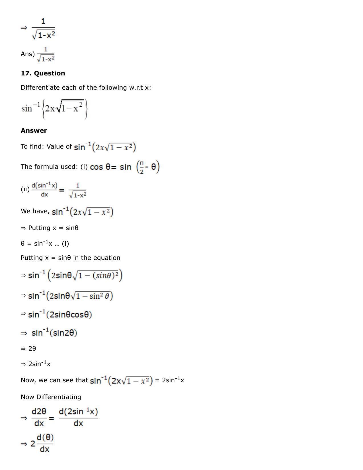 Chapter 10: Differentiation Solutions: RS Aggarwal Class 12 Solutions  - Page 86
